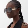 FENDI Acetate O'Lock Sunglasses with Gold-Tone Metal Temples Featuring Oversized O'Lock Logo