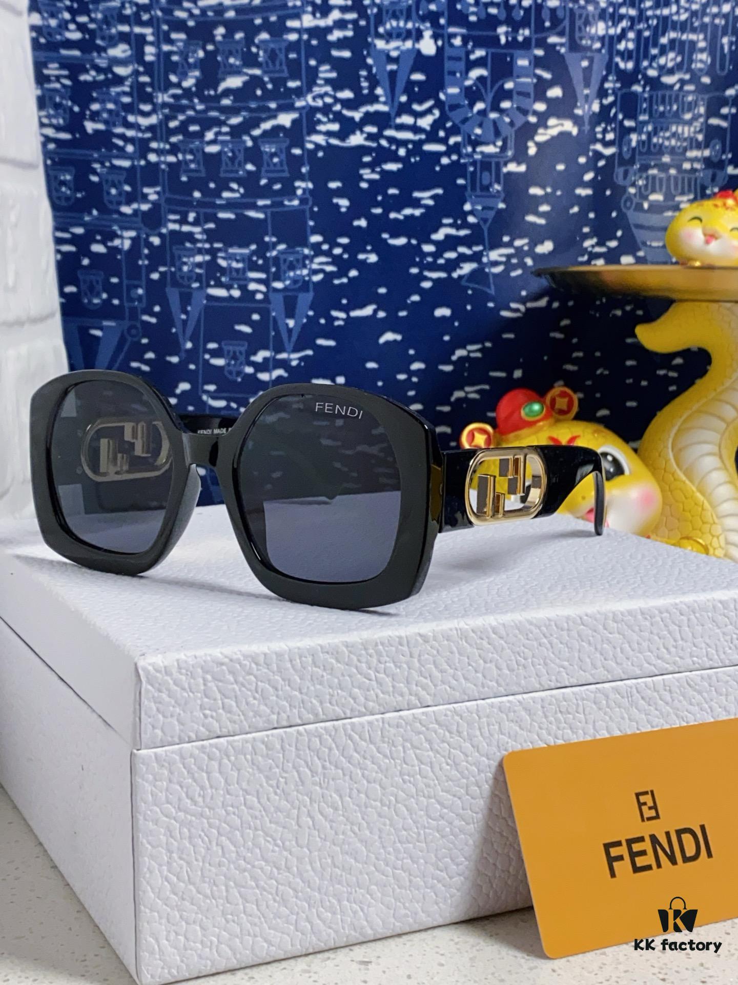 FENDI Acetate O'Lock Sunglasses with Gold-Tone Metal Temples Featuring Oversized O'Lock Logo