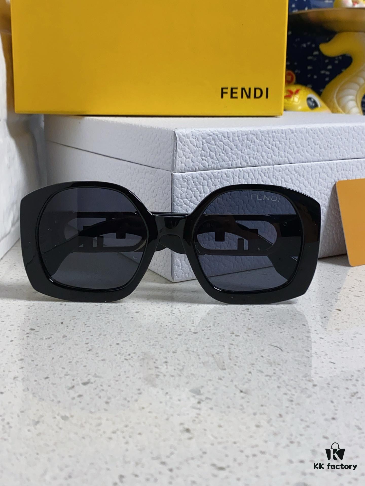 FENDI Acetate O'Lock Sunglasses with Gold-Tone Metal Temples Featuring Oversized O'Lock Logo