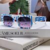 FENDI 2025 New Square Sunglasses, Stylish Hip-Hop Inspired UV Protection Shades, Trendy Alphabet Design for Street Photography, Fashionable Instagrammable Unisex Sunglasses