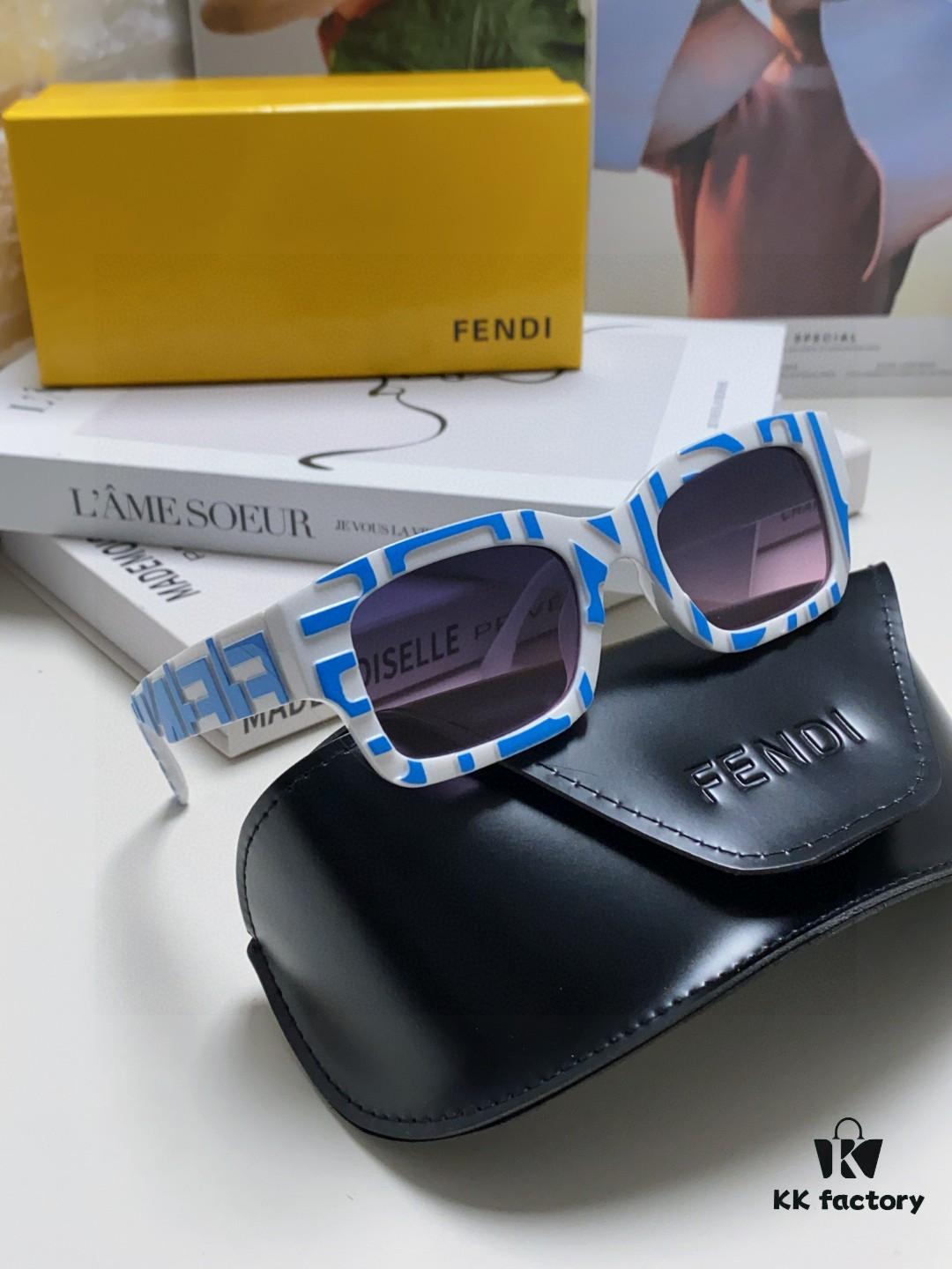 FENDI 2025 New Square Sunglasses, Stylish Hip-Hop Inspired UV Protection Shades, Trendy Alphabet Design for Street Photography, Fashionable Instagrammable Unisex Sunglasses