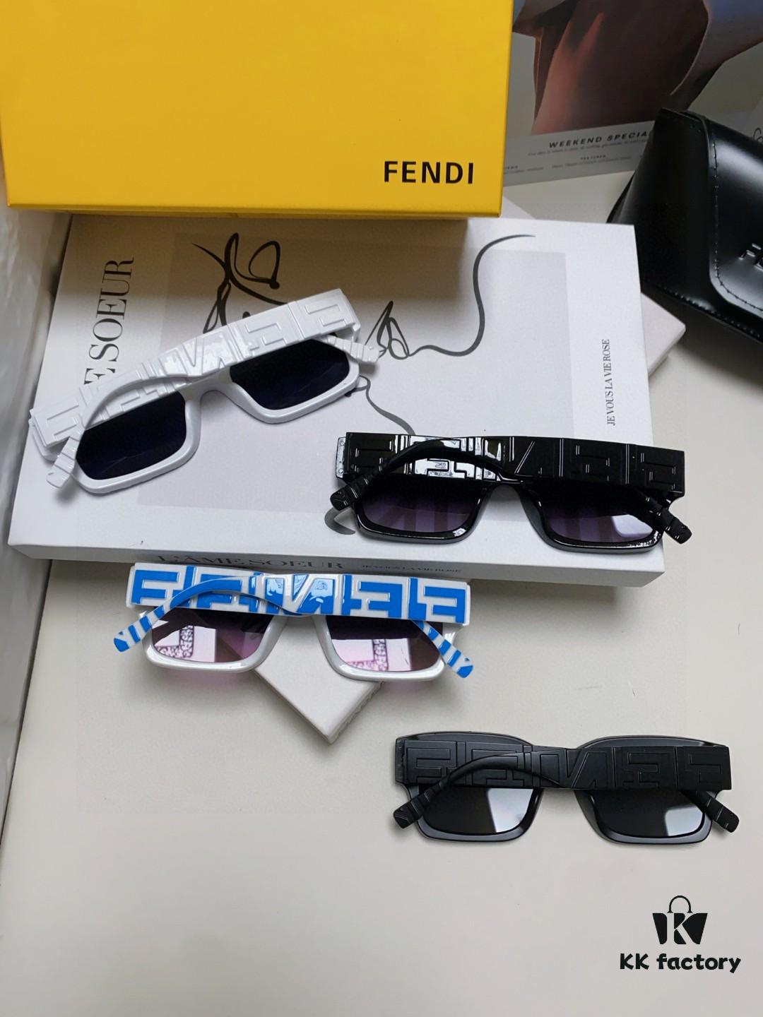 FENDI 2025 New Square Sunglasses, Stylish Hip-Hop Inspired UV-Protective Shades, Trendy Letter-Embellished Streetwear Sunglasses for Men and Women