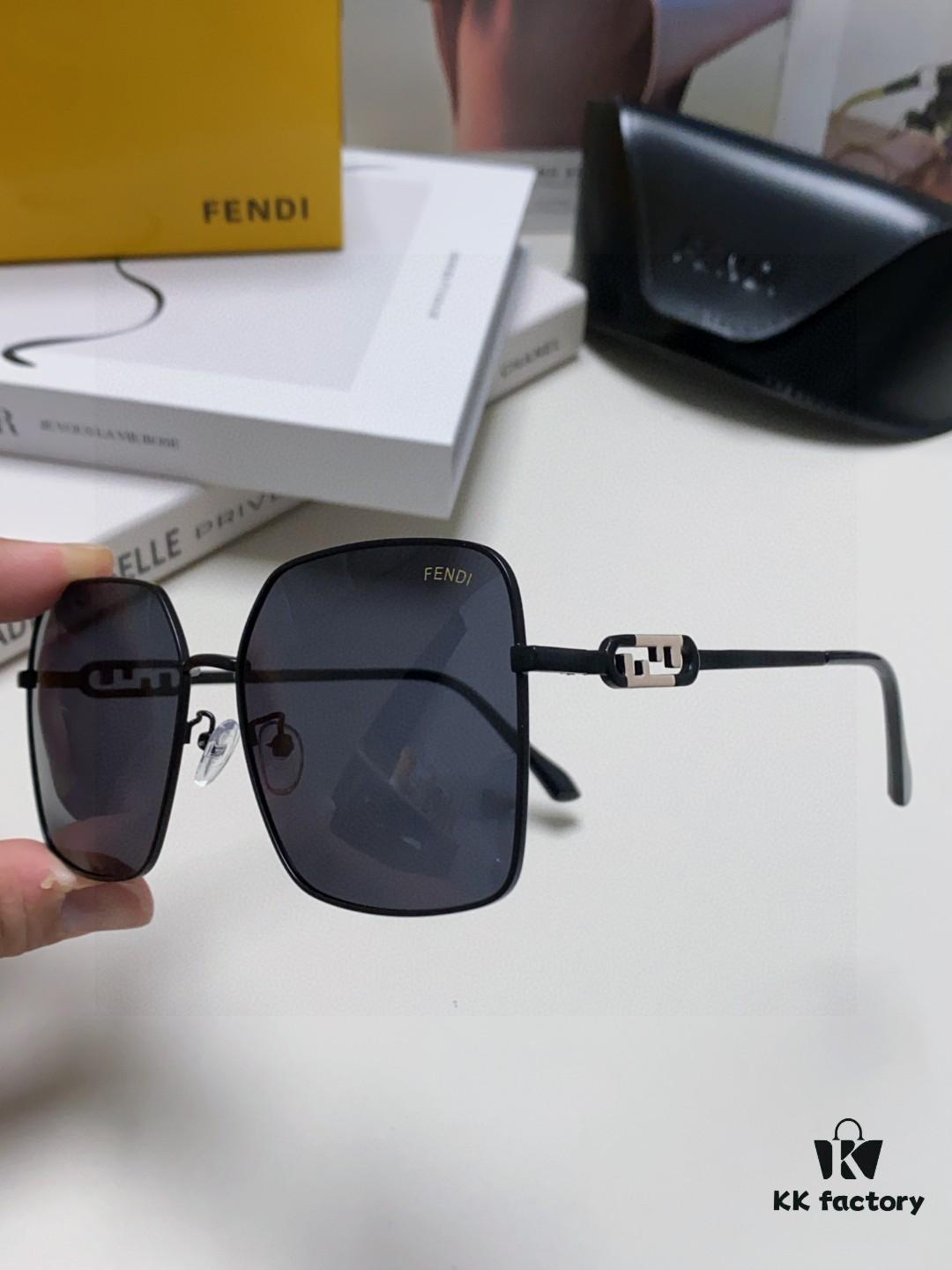 Fendi 2025 New Arrival Oversized Round Metal Sunglasses for Women, Flattering Large Frame Polarized UV Protection Sun Glasses