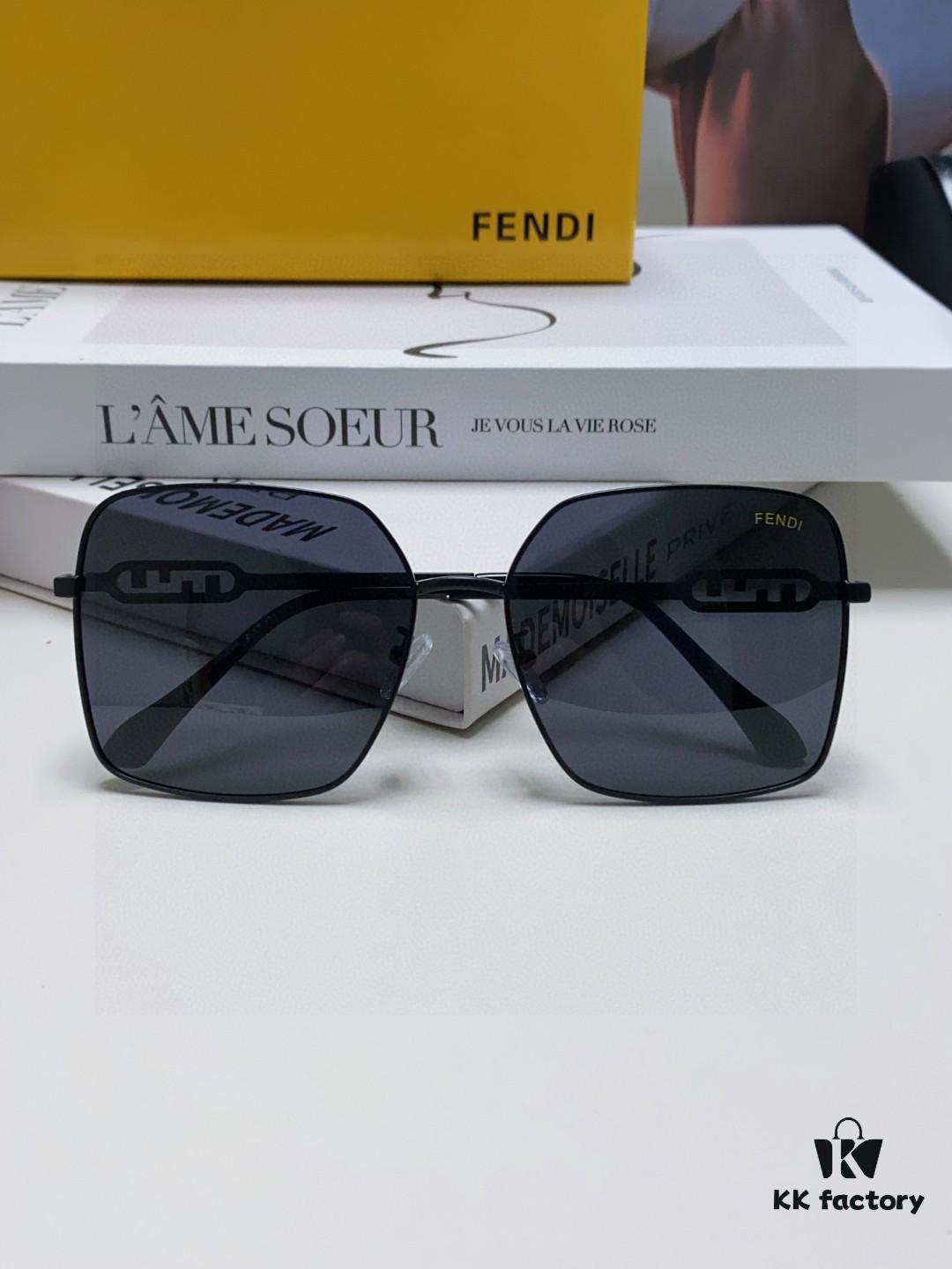 Fendi 2025 New Arrival Oversized Round Metal Sunglasses for Women, Flattering Large Frame Polarized UV Protection Sun Glasses