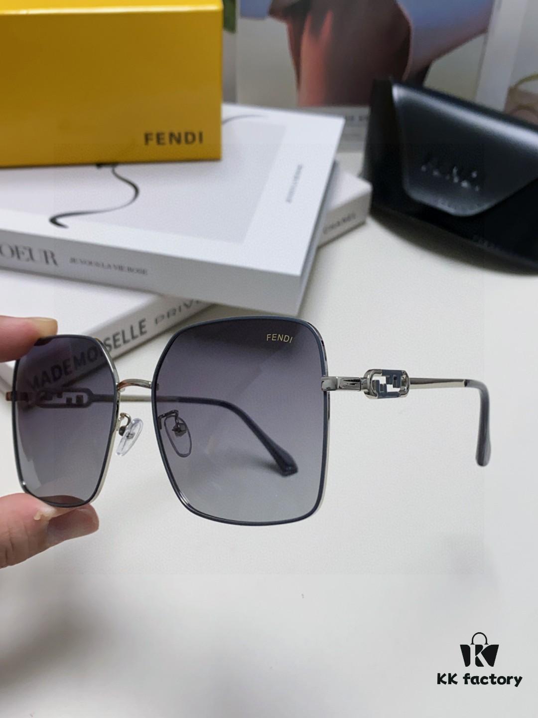 Fendi 2025 New Large Round Oversized Metal Sunglasses for Women, Slimming Polarized Sun Protection Eyewear