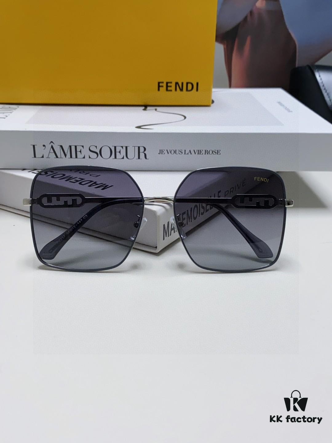 Fendi 2025 New Large Round Oversized Metal Sunglasses for Women, Slimming Polarized Sun Protection Eyewear