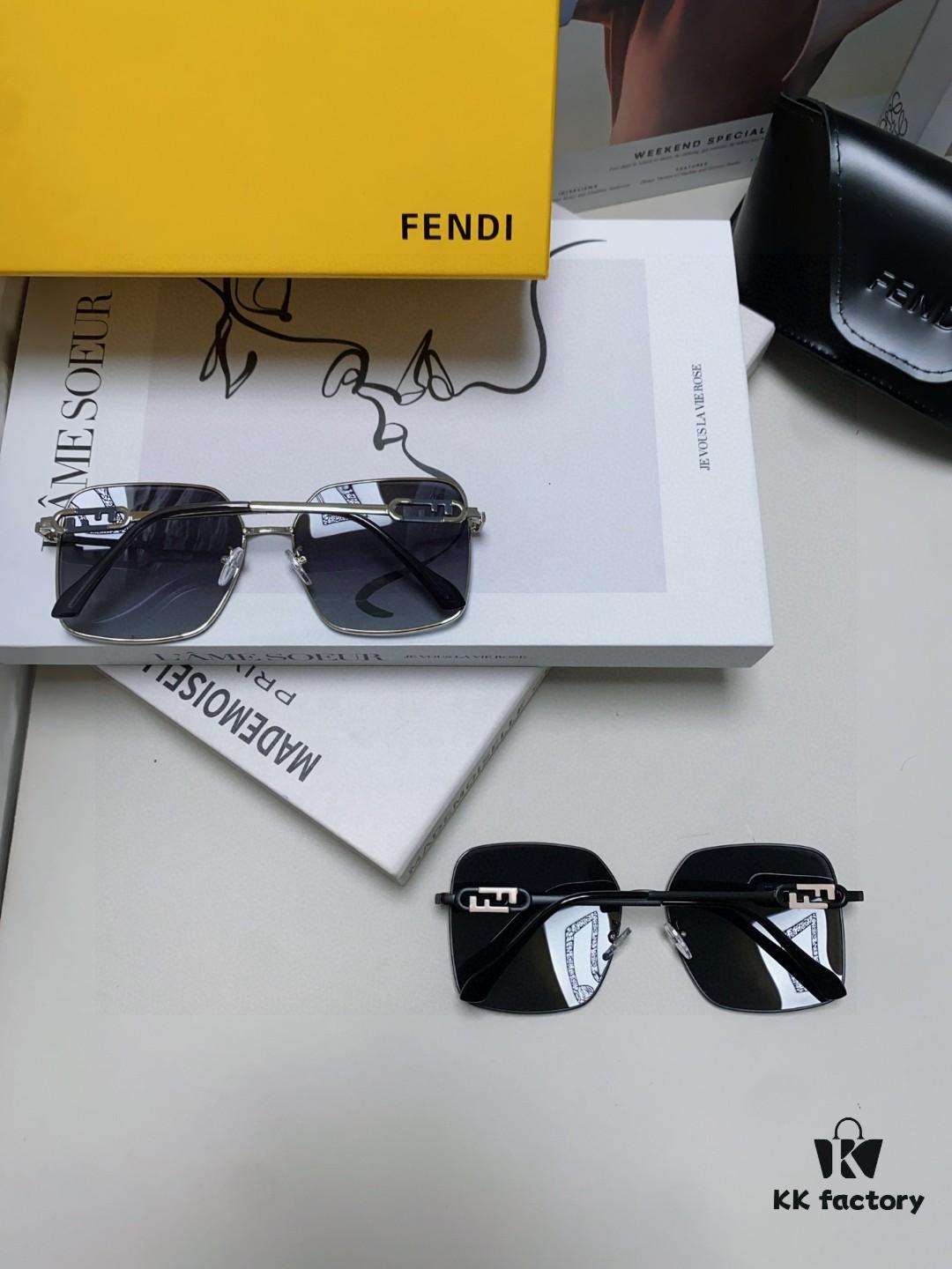 Fendi 2025 New Large Round Oversized Metal Sunglasses for Women, Slimming Polarized Sun Protection Eyewear