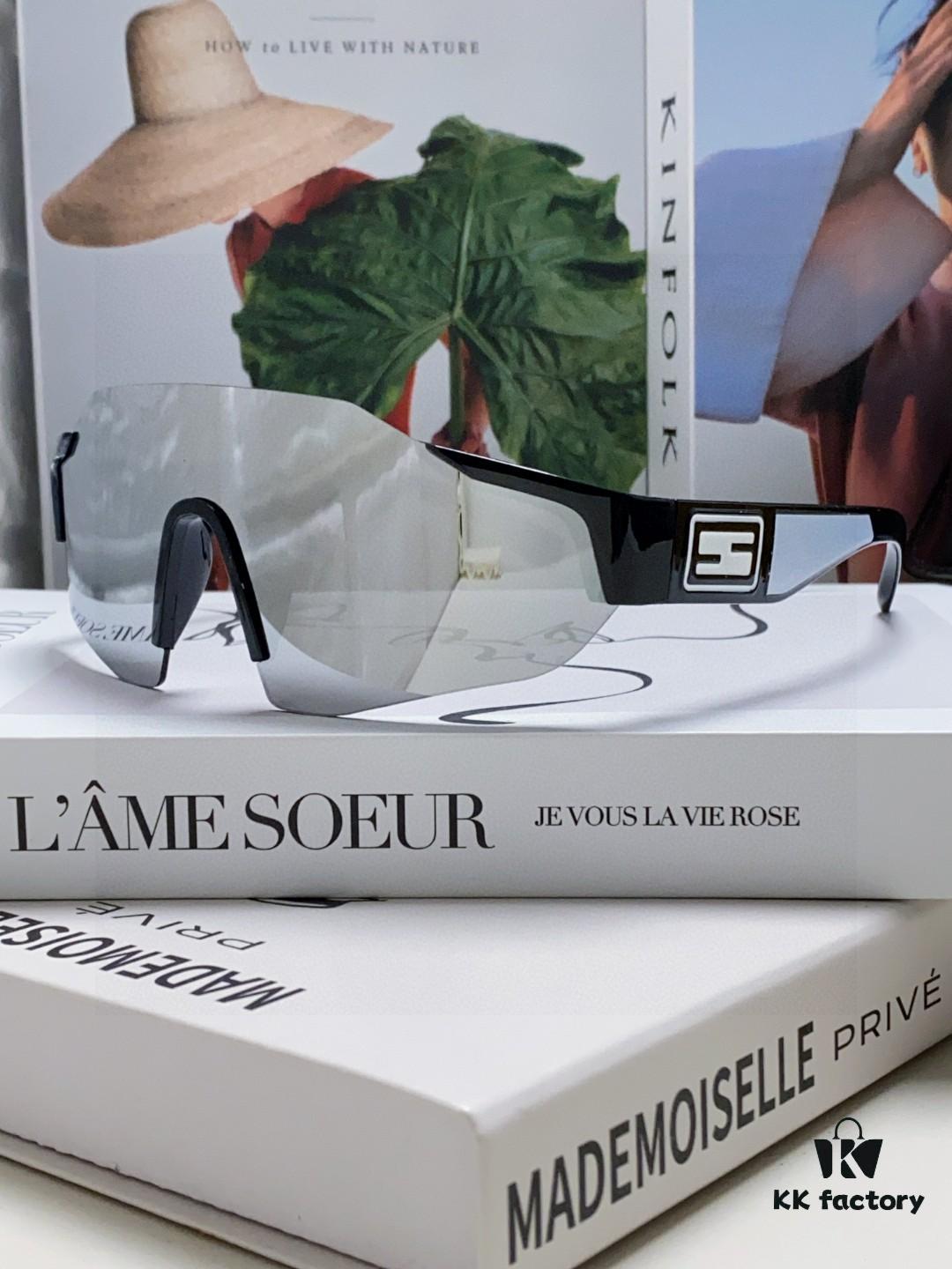 Fendi Running Glasses for Cycling and Marathon, Unisex Outdoor Windproof Sunglasses, Large Frame Sun Protection Eyewear