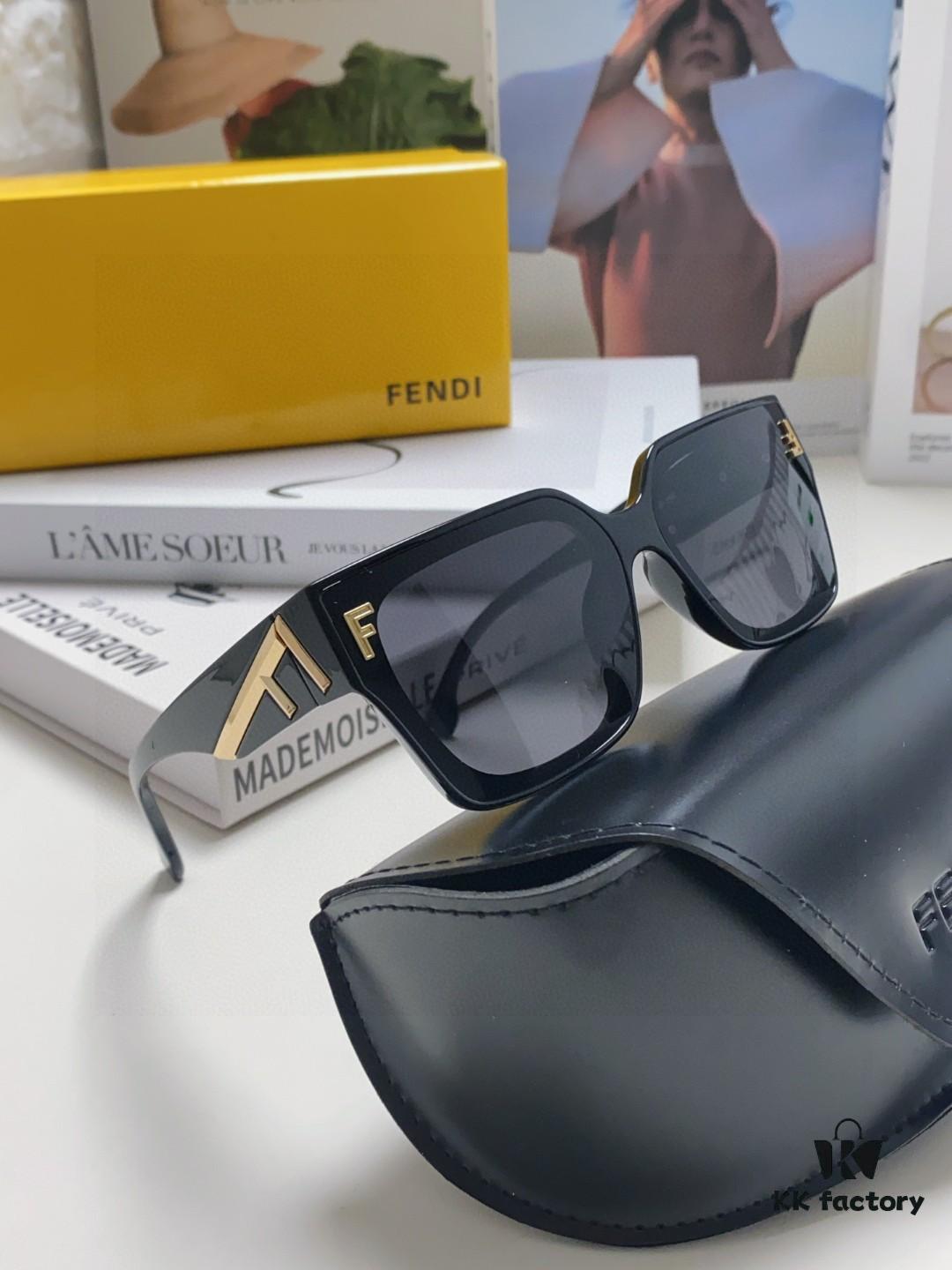 FENDI 2024 New Logo Design Minimalist Fashion Women's Sunglasses with Seamless Mirror Lenses