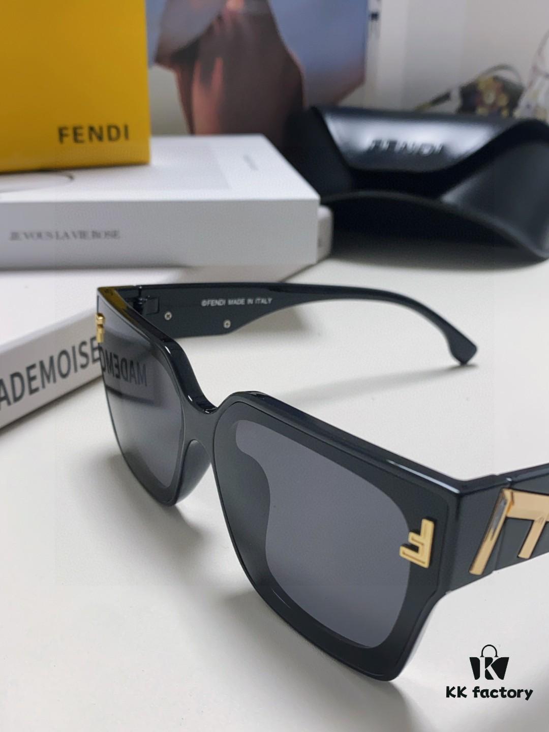 FENDI 2024 New Logo Design Minimalist Fashion Women's Sunglasses with Seamless Mirror Lenses