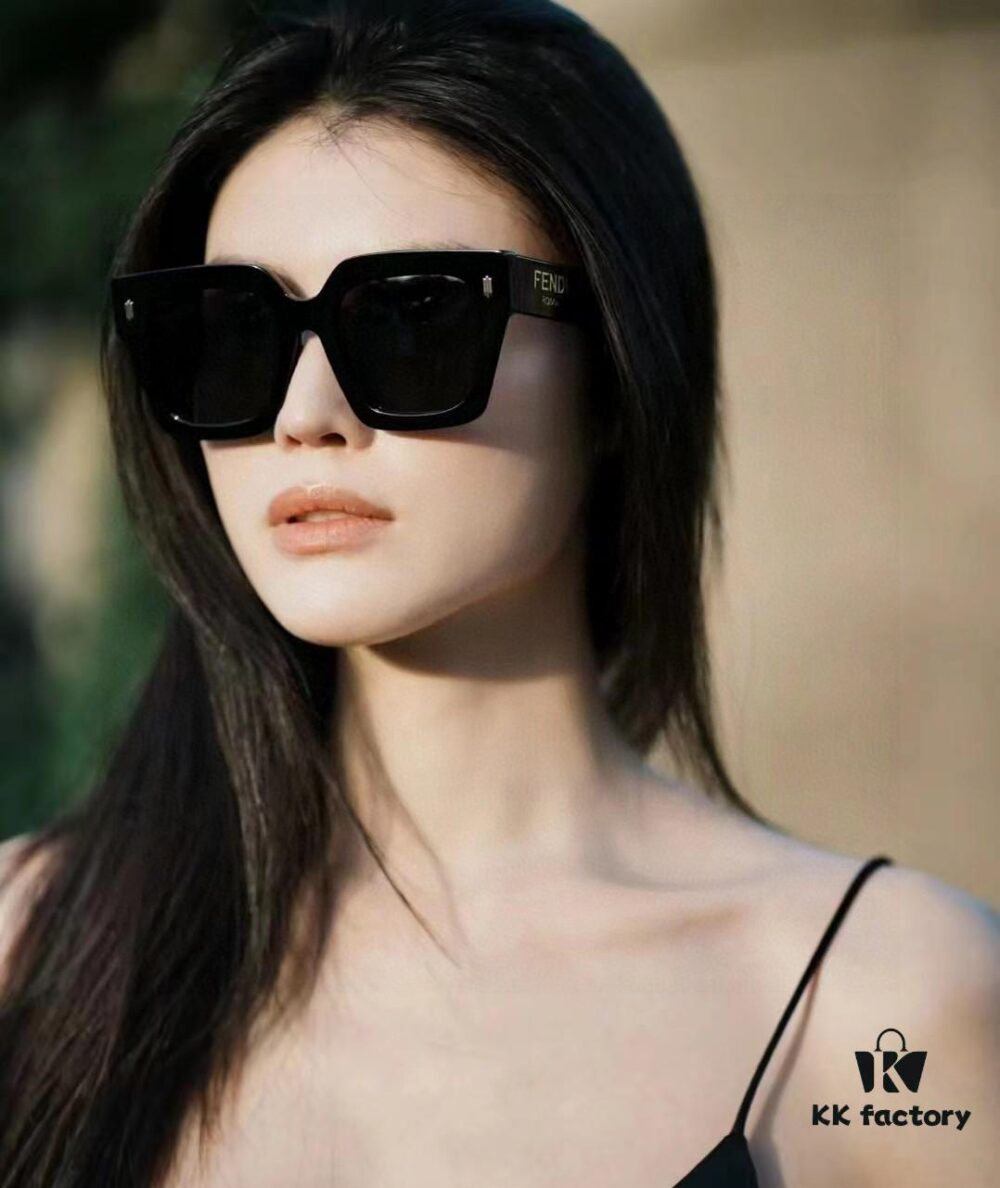 Fendi 2024 Latest Model Sunglasses, Letter-Logo Round Square UV-Protection Unisex Sunglasses for Men and Women