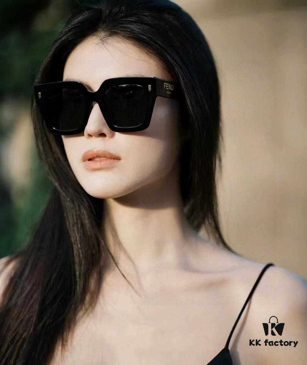 Fendi 2024 Latest Model Sunglasses, Letter-Logo Round Square UV-Protection Unisex Sunglasses for Men and Women