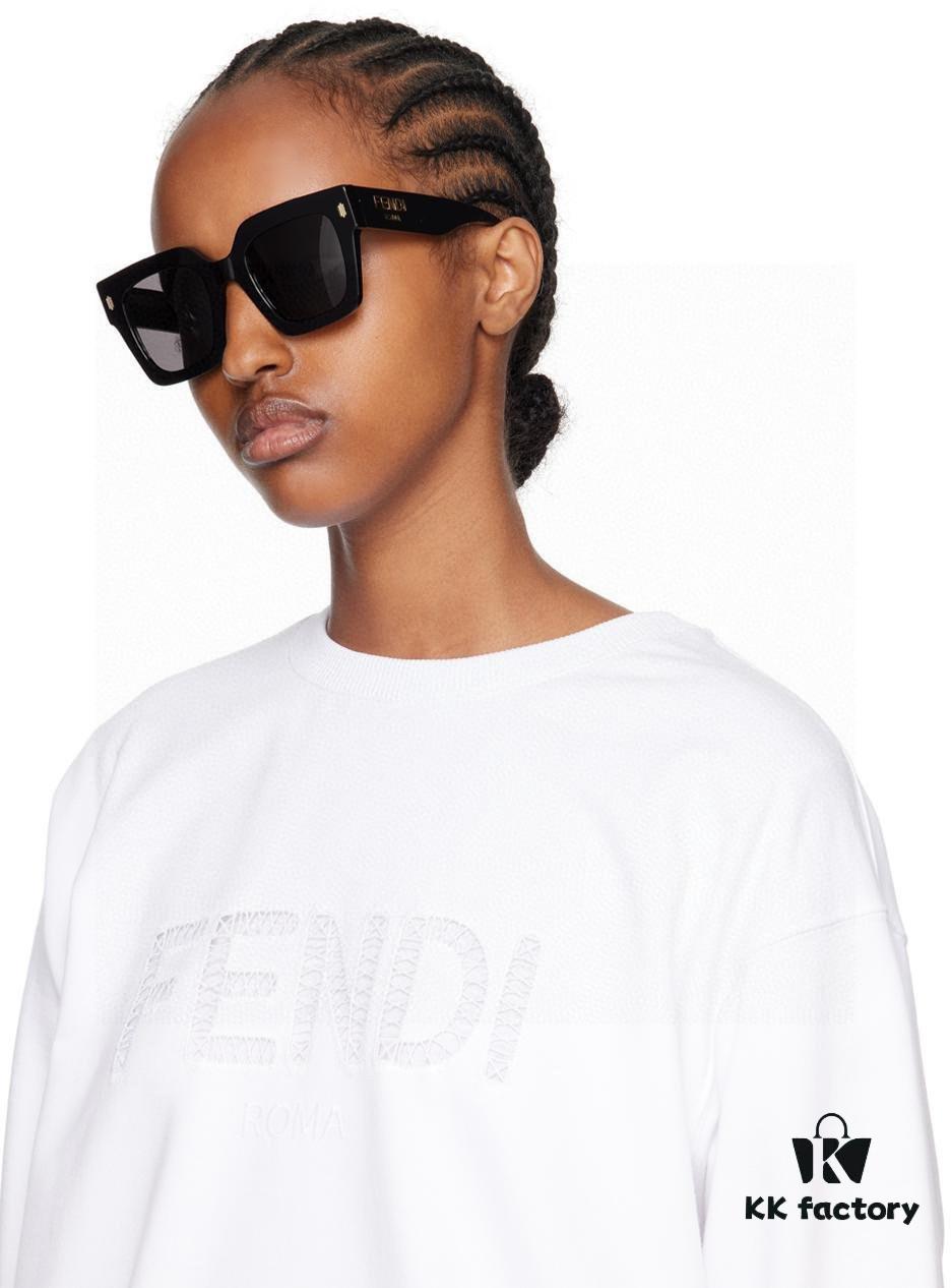 Fendi 2024 Latest Model Sunglasses, Letter-Logo Round Square UV-Protection Unisex Sunglasses for Men and Women