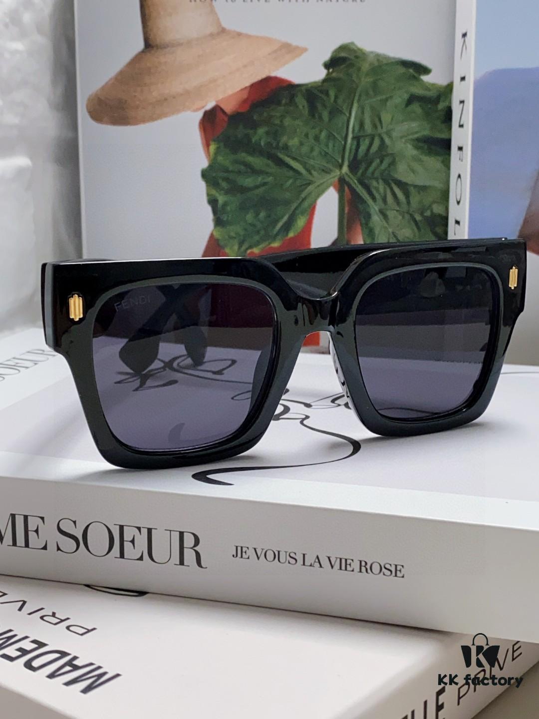 Fendi 2024 Latest Model Sunglasses, Letter-Logo Round Square UV-Protection Unisex Sunglasses for Men and Women