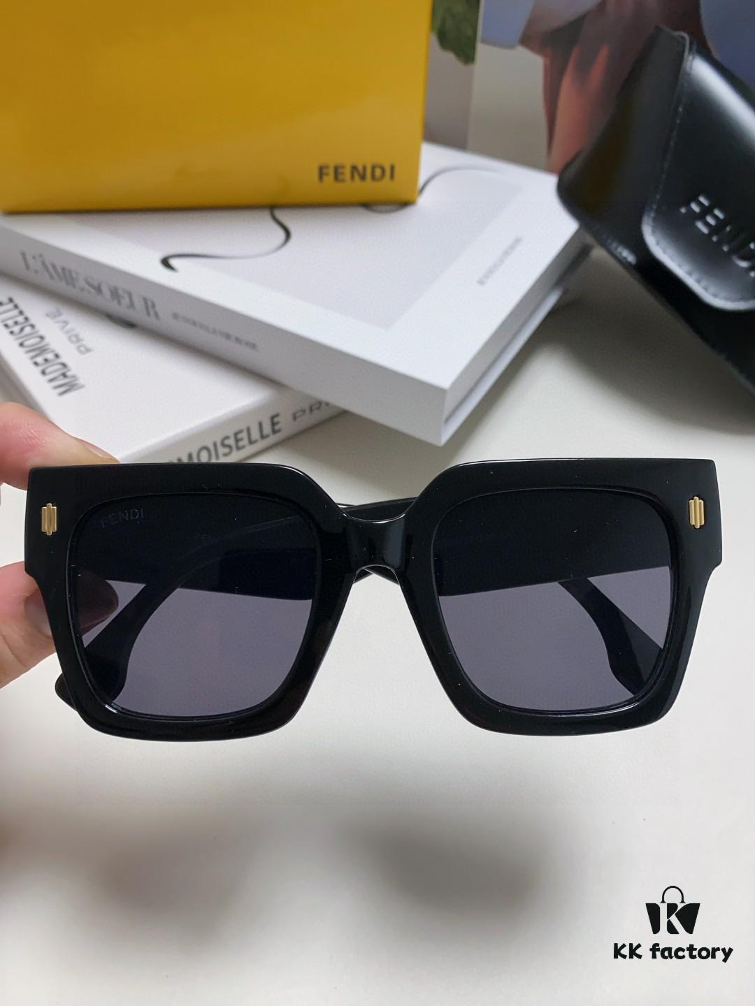 Fendi 2024 Latest Model Sunglasses, Letter-Logo Round Square UV-Protection Unisex Sunglasses for Men and Women