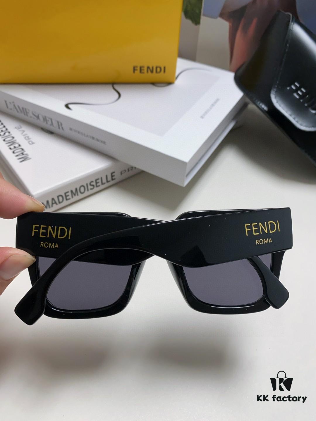 Fendi 2024 Latest Model Sunglasses, Letter-Logo Round Square UV-Protection Unisex Sunglasses for Men and Women