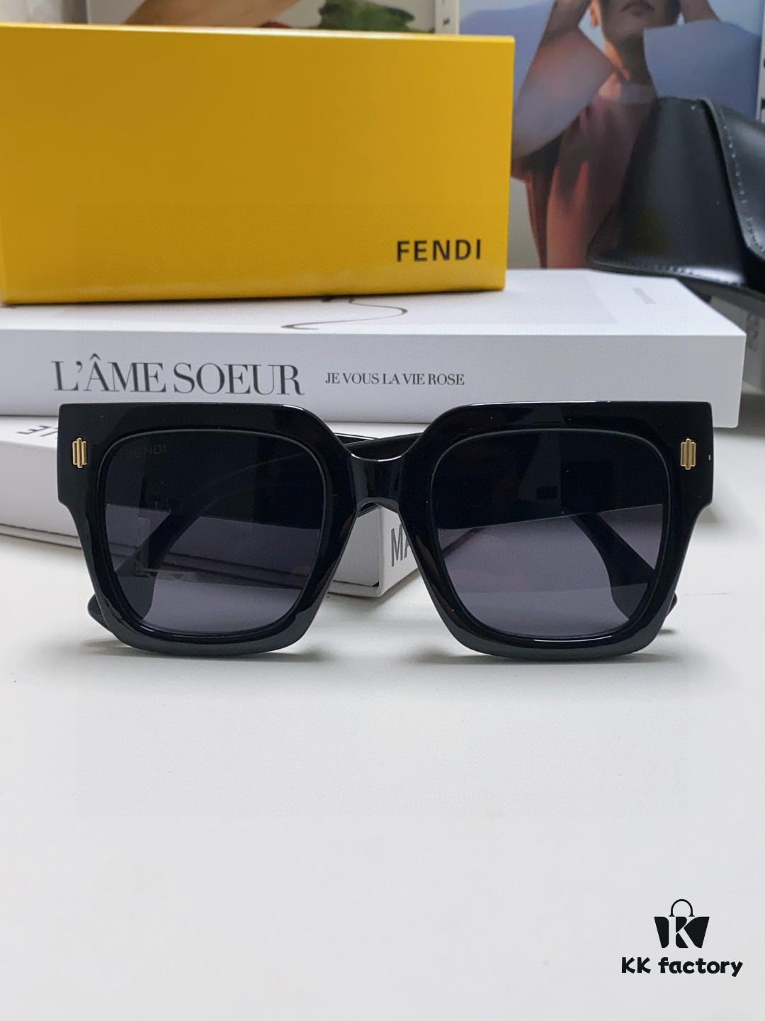 Fendi 2024 Latest Model Sunglasses, Letter-Logo Round Square UV-Protection Unisex Sunglasses for Men and Women