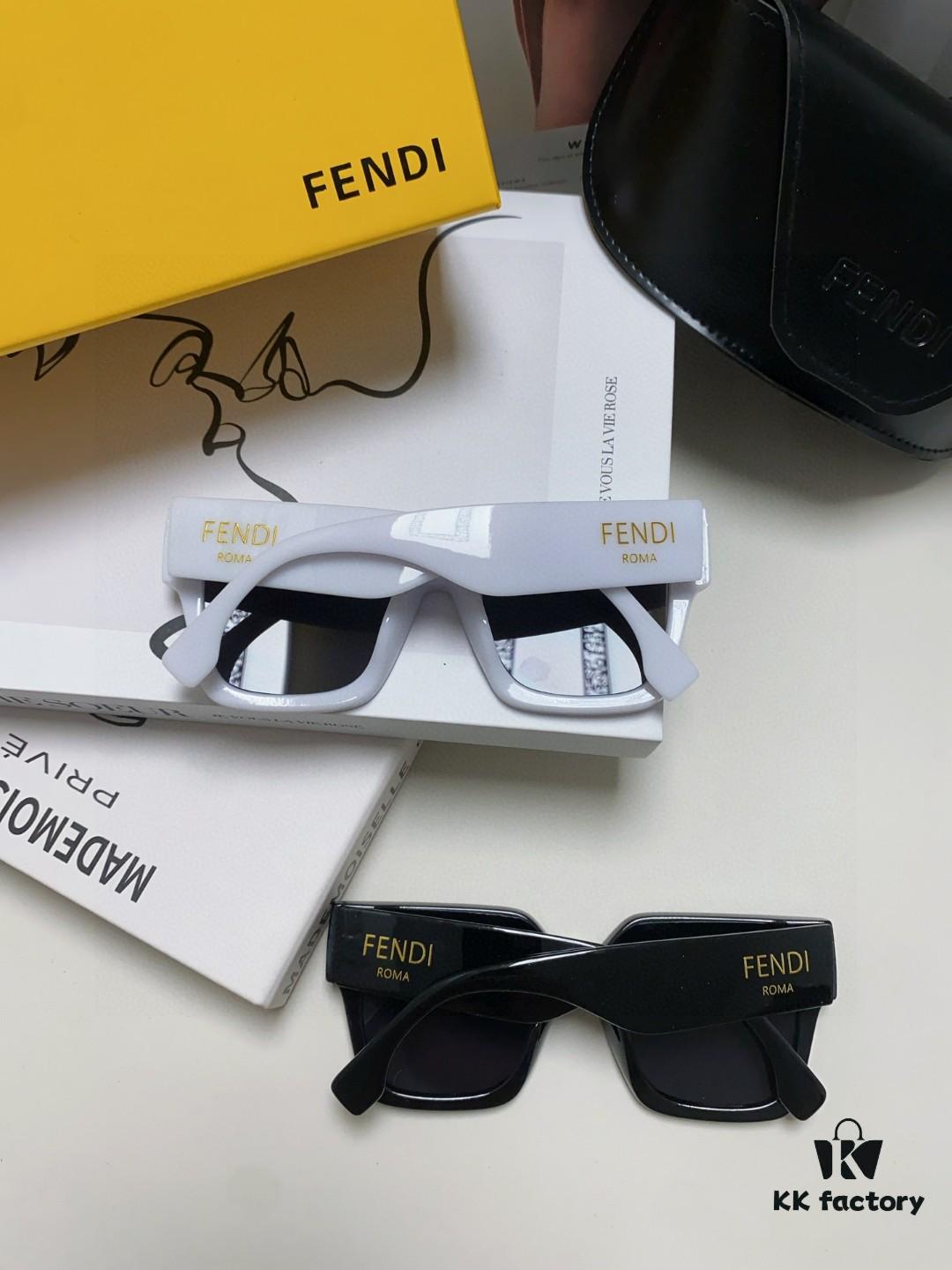 Fendi 2024 Latest Model Sunglasses, Letter-Logo Round Square UV-Protection Unisex Sunglasses for Men and Women