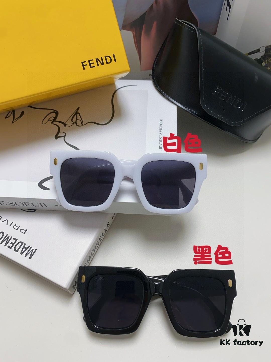 Fendi 2024 Latest Model Sunglasses, Letter-Logo Round Square UV-Protection Unisex Sunglasses for Men and Women