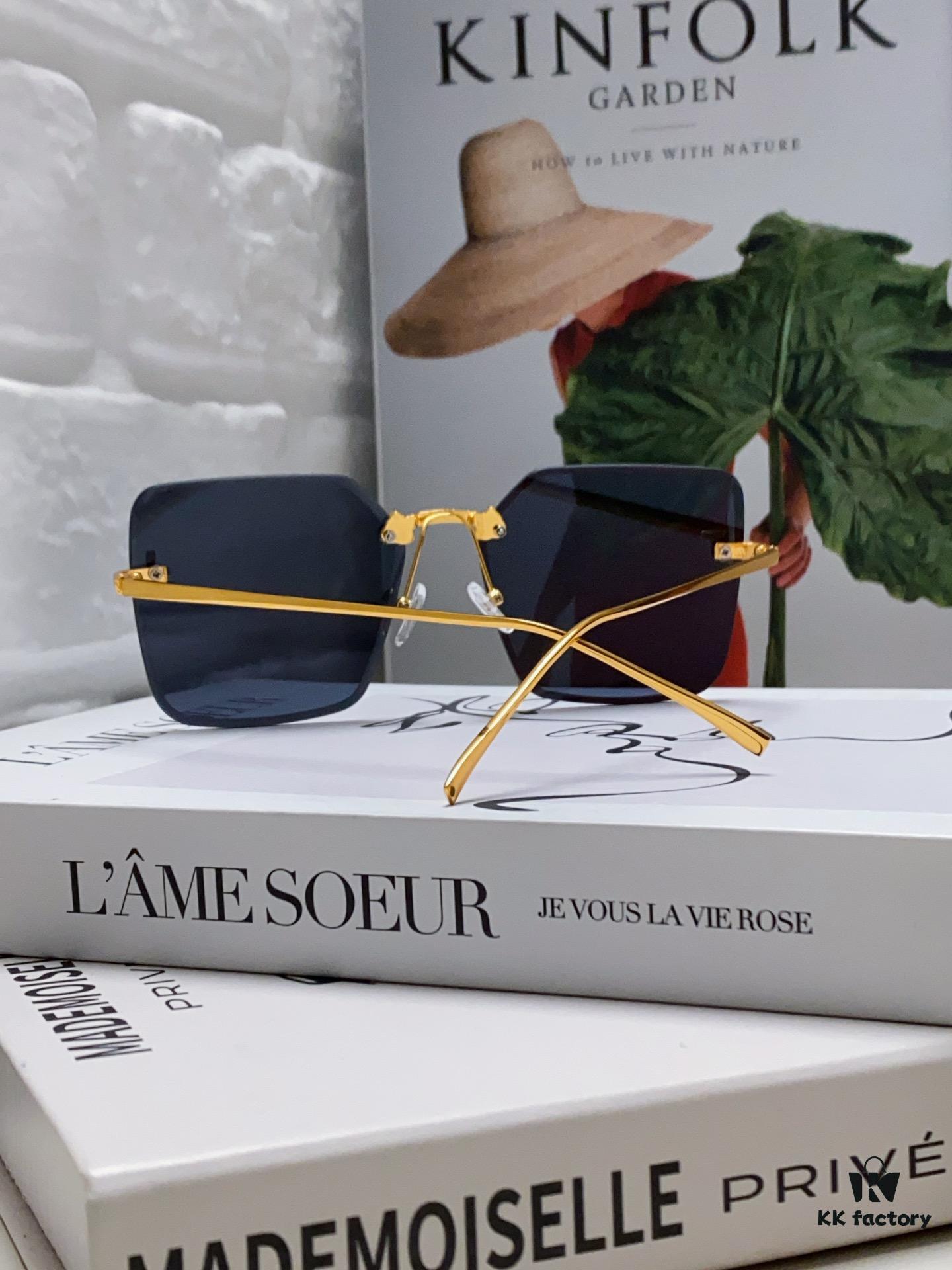 Fendi 2024 New Arrival Exquisite F Diamond Metal Square Frameless Sunglasses Unisex UV Protection Shades FE4082US