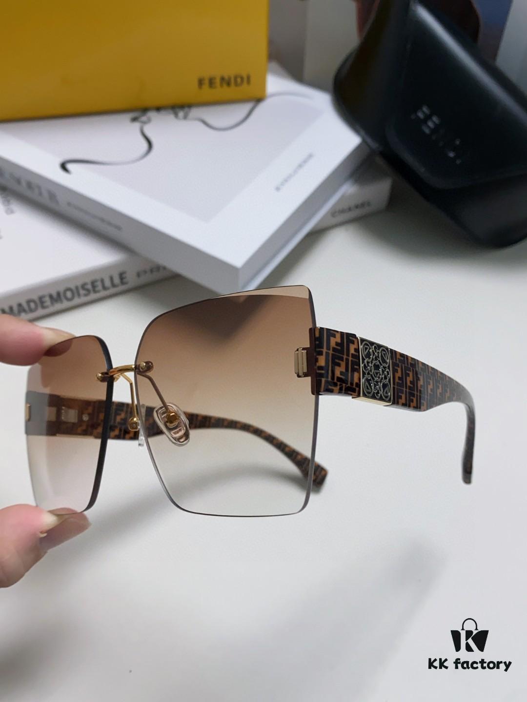 FENDI 2024 Spring New Arrival Trendy Fashion Square Polarized Sunglasses for Women, High-Quality Comfortable Wear, Influencer Popular Style