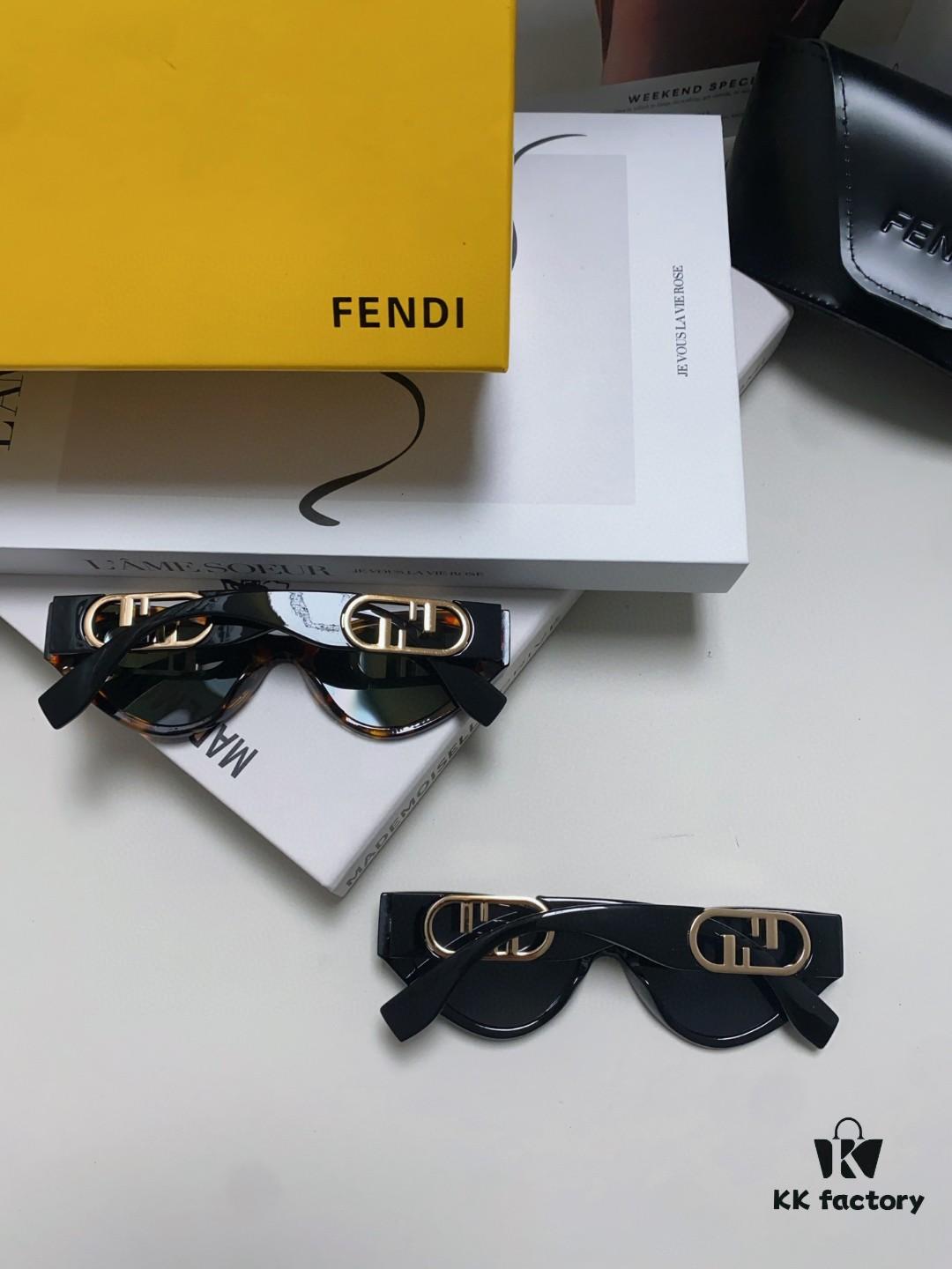 Fendi Cat-Eye Sunglasses for Women, Fashionable Metal Logo Design, High-End Stylish and Versatile Sunglasses
