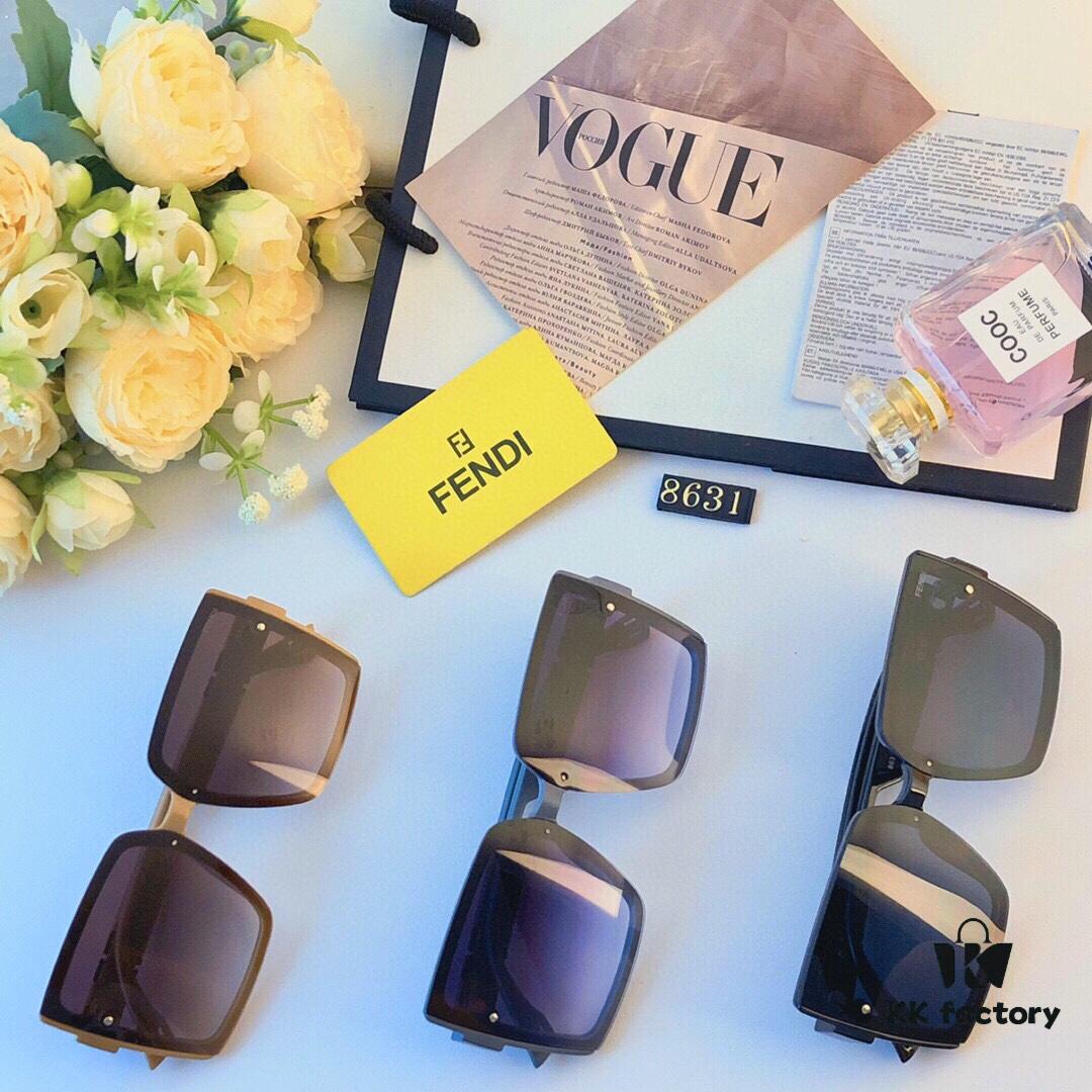 Fendi Sunglasses for Women, Korean Style, Premium Square Frame, Face-Slimming UV Protection, HD Driving Sunglasses