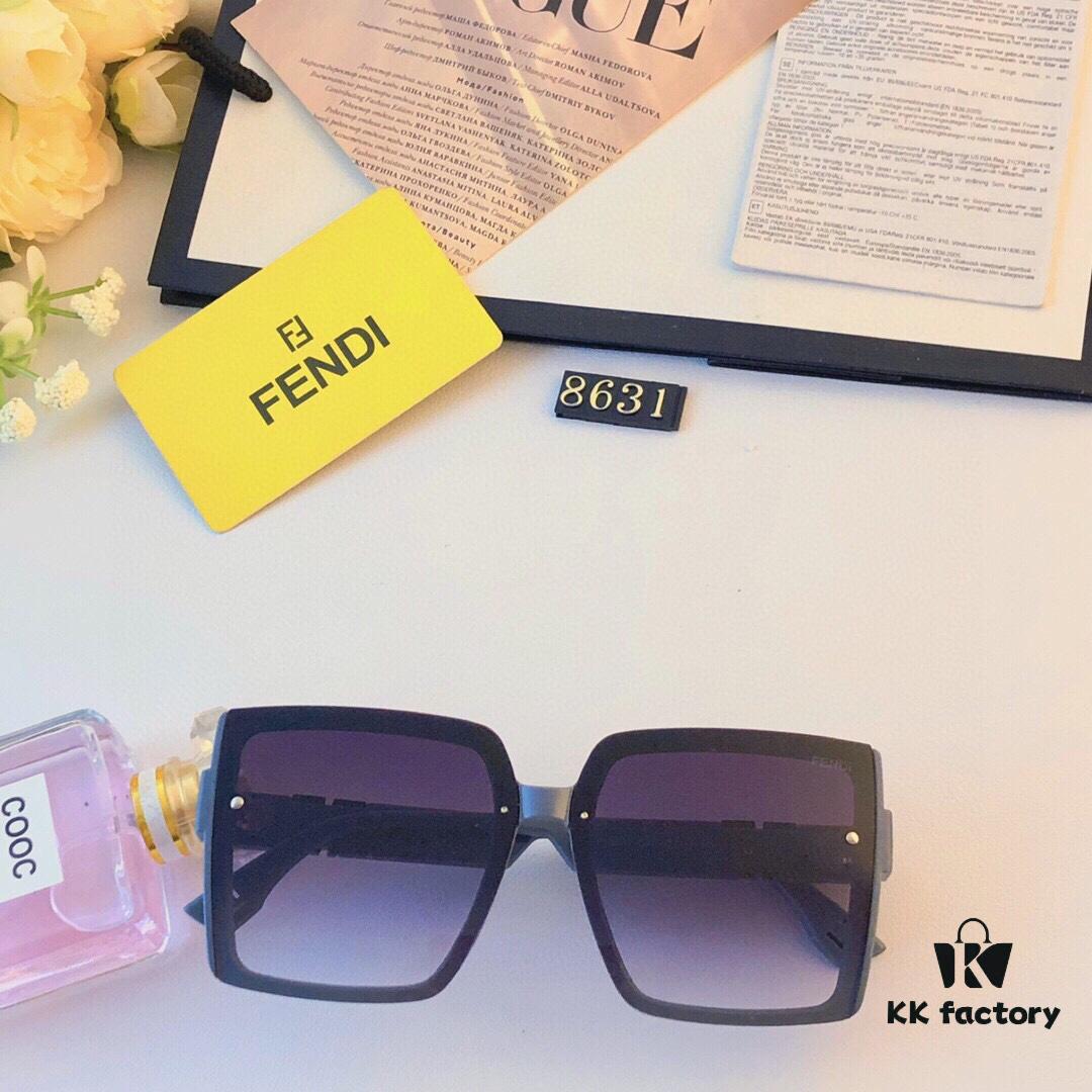 Fendi Sunglasses for Women, Korean Style, Premium Square Frame, Face-Slimming UV Protection, HD Driving Sunglasses