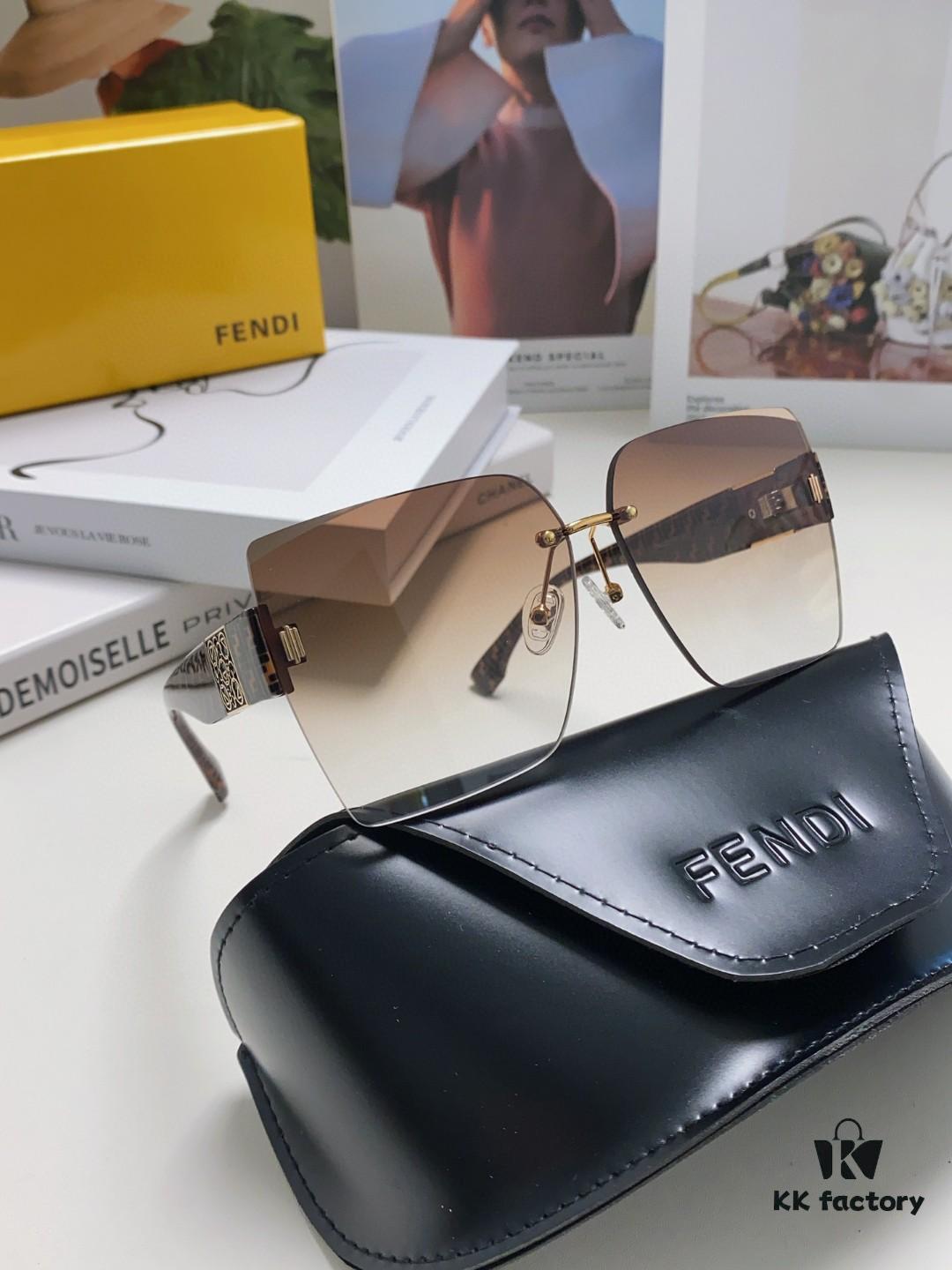 FENDI 2024 Spring New Arrival Trendy Fashion Square Polarized Sunglasses for Women High-Quality Comfortable Wear Influencer Style HD Polarized Sun Glasses