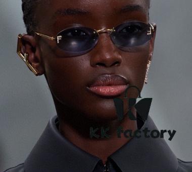 Fendi 2024 New Arrival Metal Frameless Oval Sunglasses for Women, Stylish and Unique UV-Protective Shades Unisex Sun Glasses