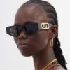 Fendi Cat-Eye Sunglasses for Women, Fashionable Metal Logo Designer Shades, High-End Stylish and Versatile Sunglasses