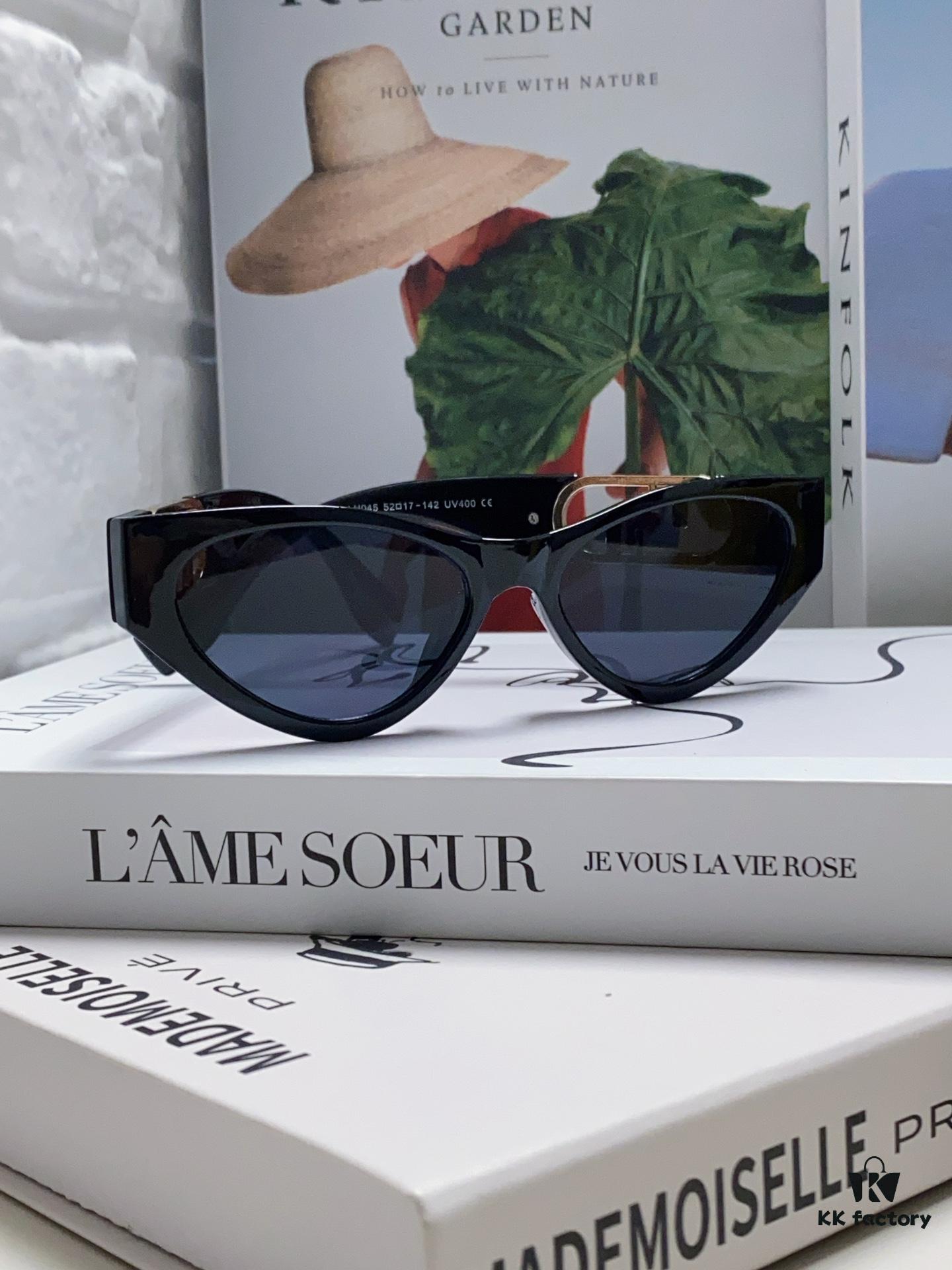 Fendi Cat-Eye Sunglasses for Women, Fashionable Metal Logo Designer Shades, High-End Stylish and Versatile Sunglasses