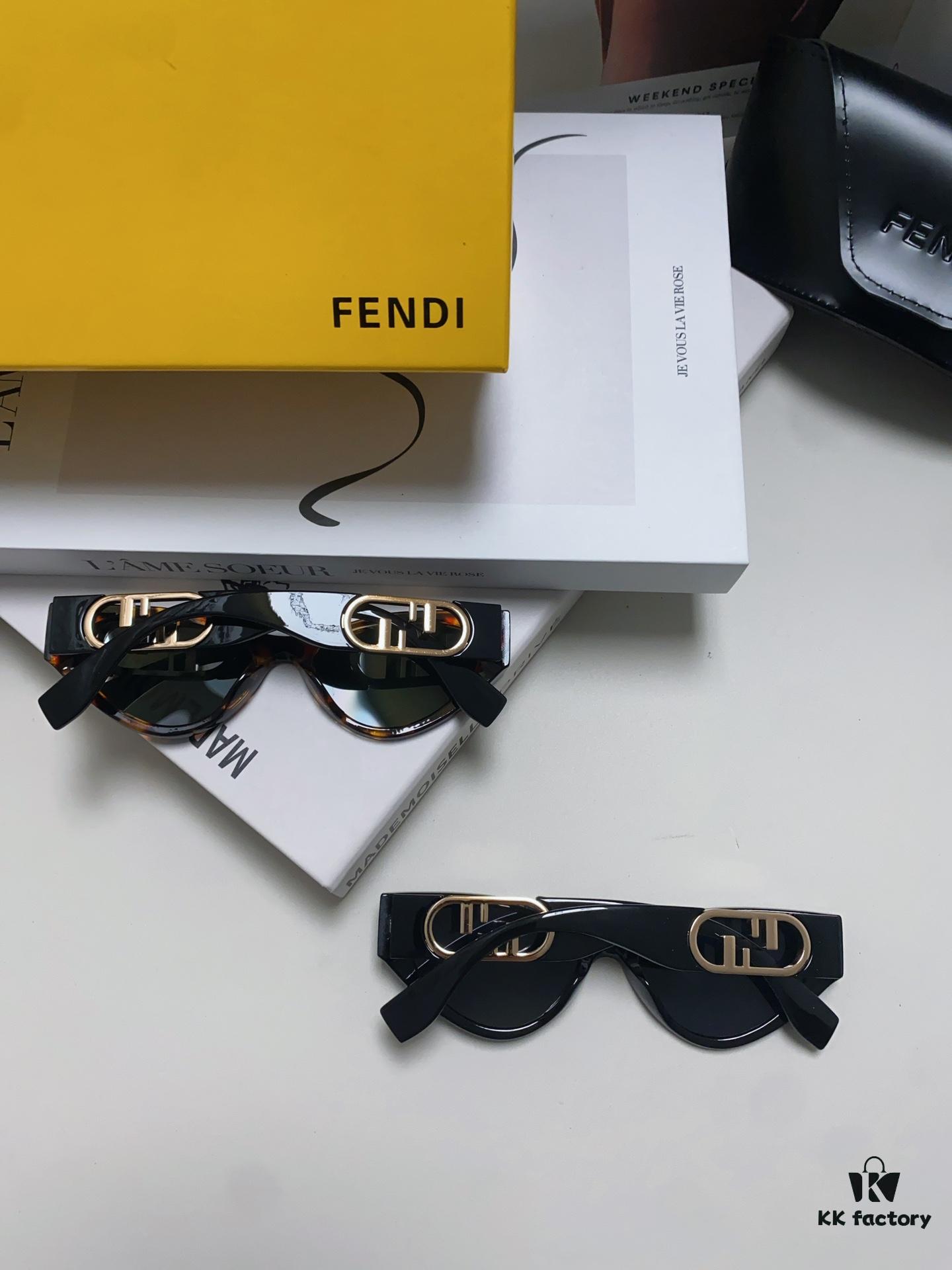 Fendi Cat-Eye Sunglasses for Women, Fashionable Metal Logo Designer Shades, High-End Stylish and Versatile Sunglasses