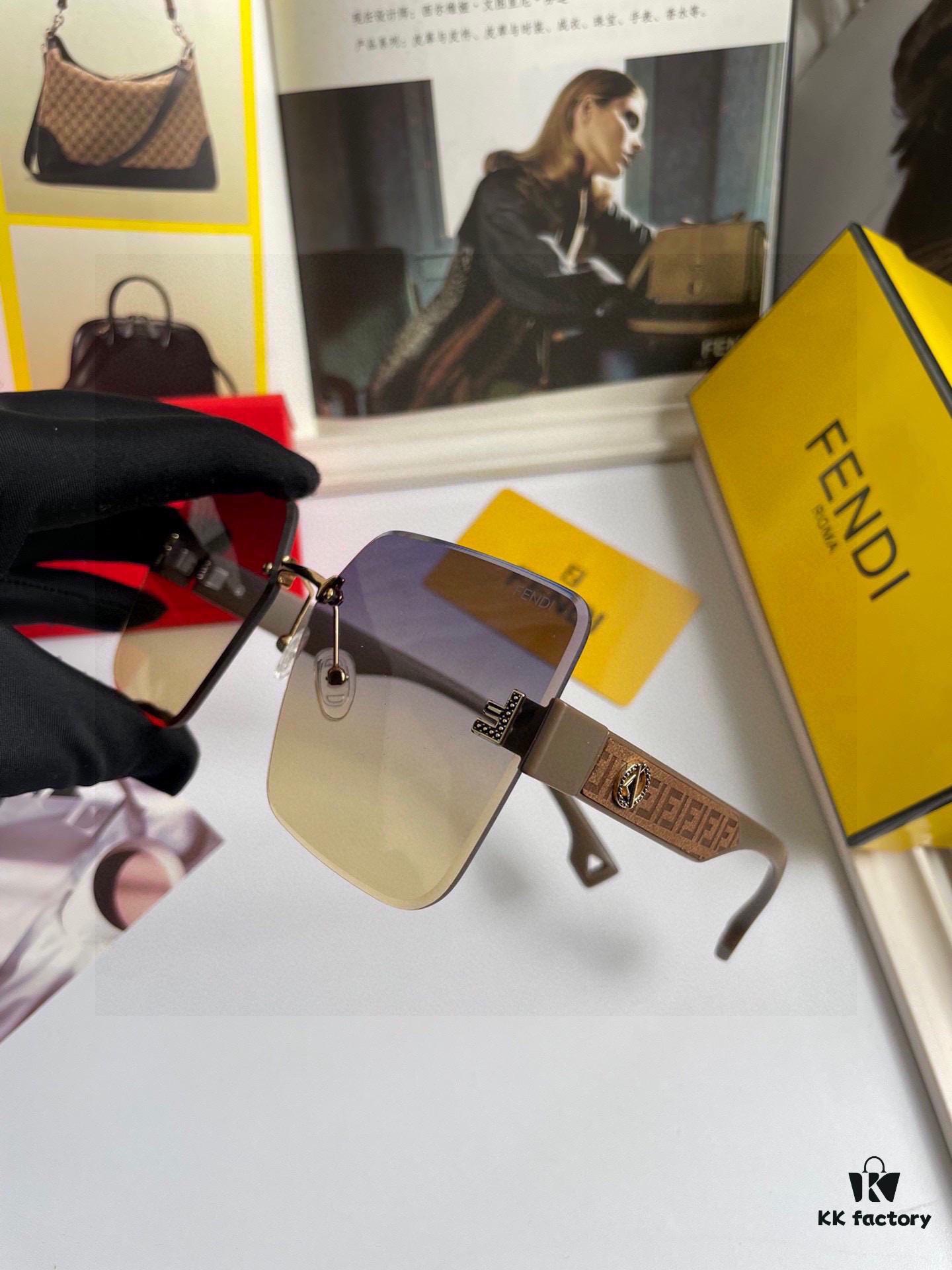 Fendi FENDI Women's Sunglasses with High-Definition Nylon Lenses, Fashionable Face-Framing Design, Stylish and Trendy