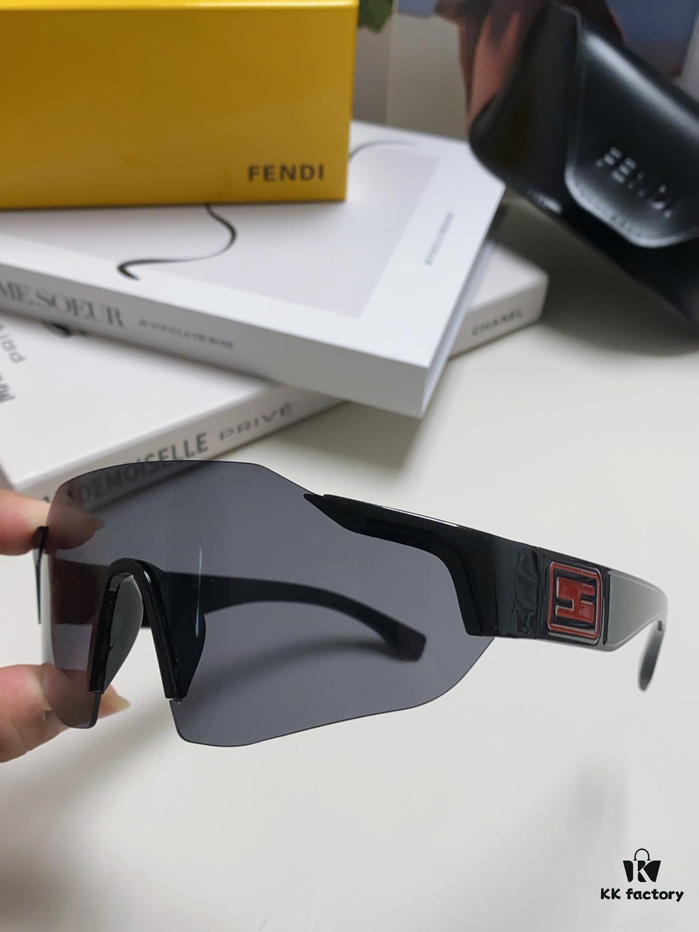 Fendi Running Glasses for Cycling and Marathon Sports, Unisex Outdoor Windproof Sunglasses with Large Frame