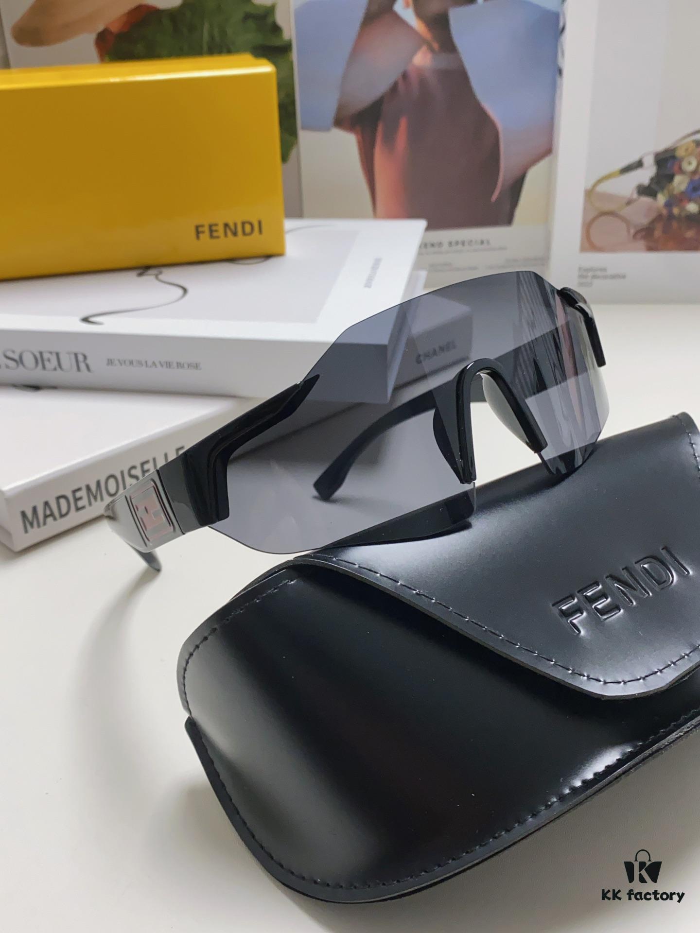 Fendi Running Glasses for Cycling and Marathon Sports, Unisex Outdoor Windproof Sunglasses with Large Frame