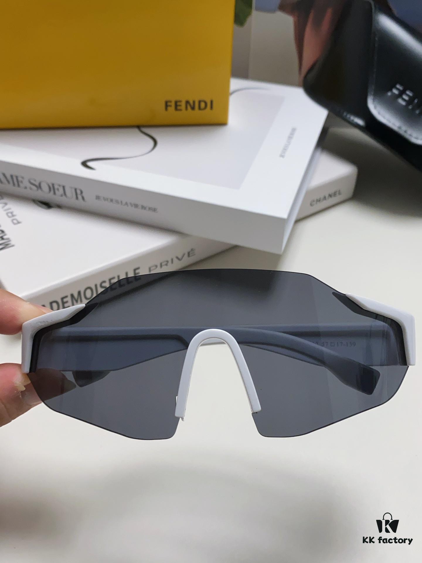Fendi Running Glasses for Cycling and Marathon Sports, Unisex Outdoor Windproof Sunglasses, Large-Frame Sun Protection Eyewear