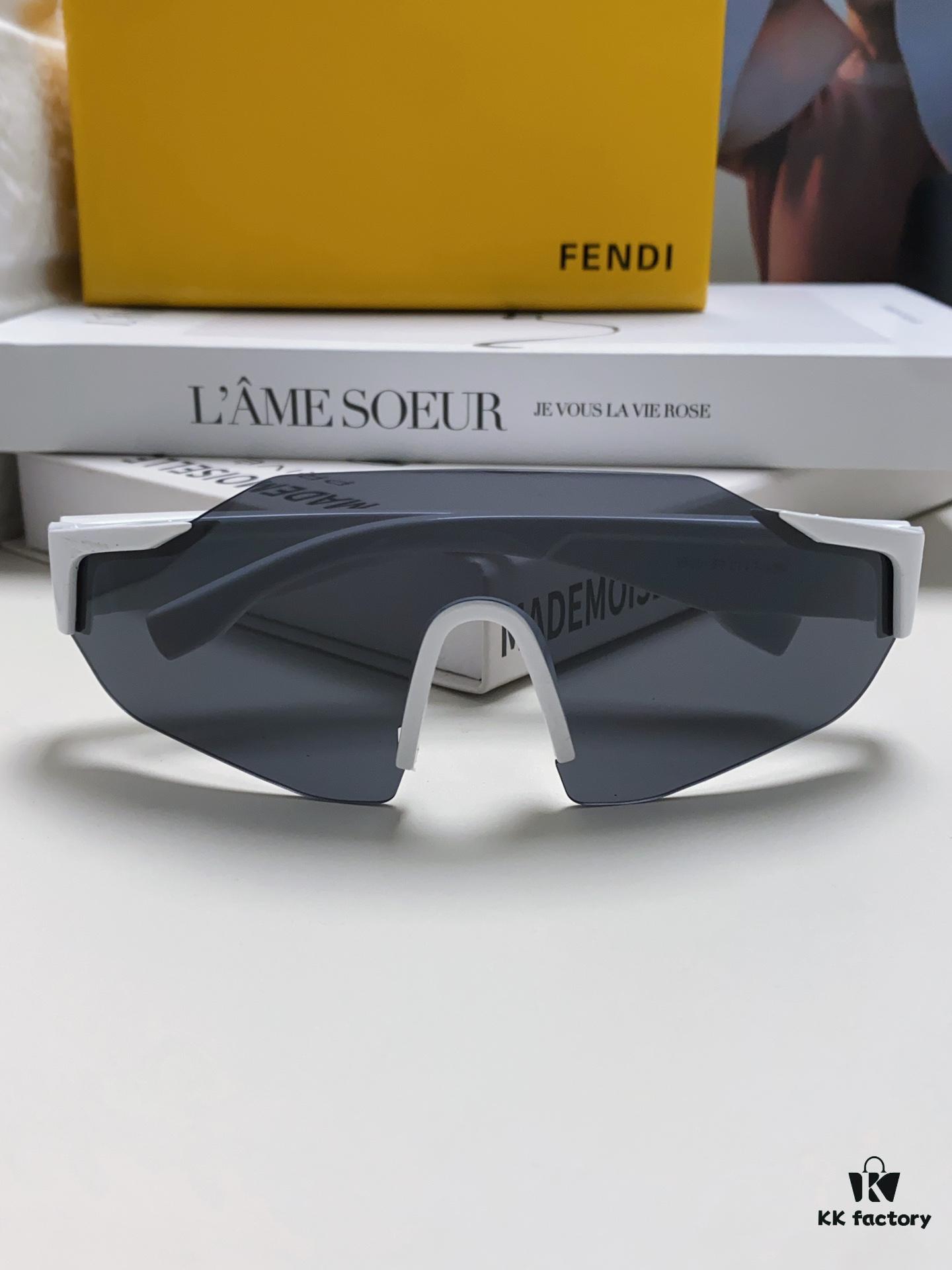 Fendi Running Glasses for Cycling and Marathon Sports, Unisex Outdoor Windproof Sunglasses, Large-Frame Sun Protection Eyewear