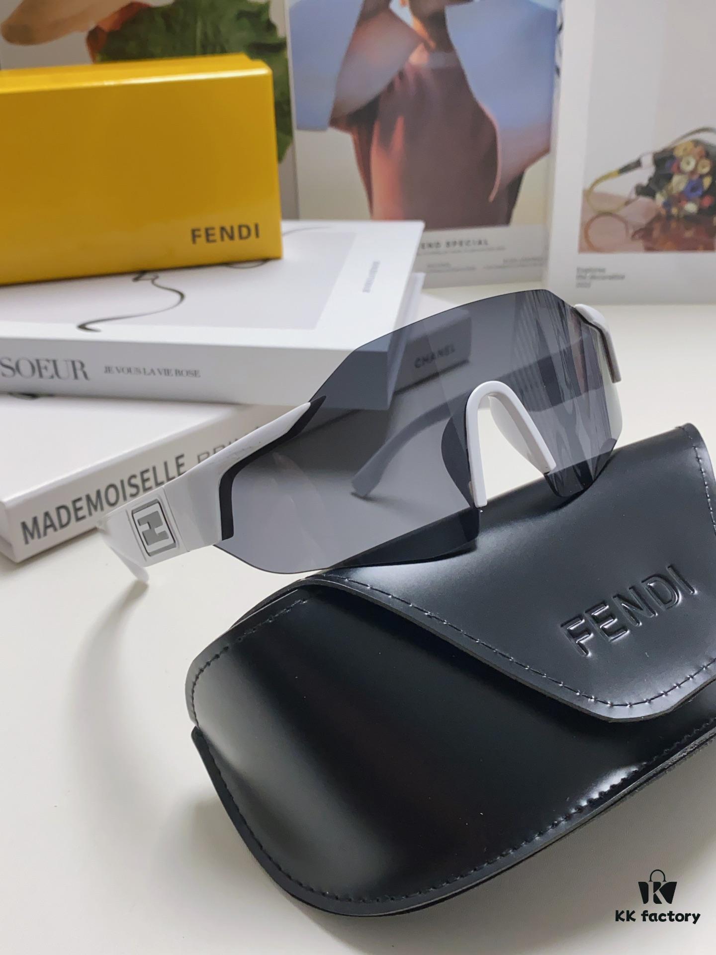 Fendi Running Glasses for Cycling and Marathon Sports, Unisex Outdoor Windproof Sunglasses, Large-Frame Sun Protection Eyewear