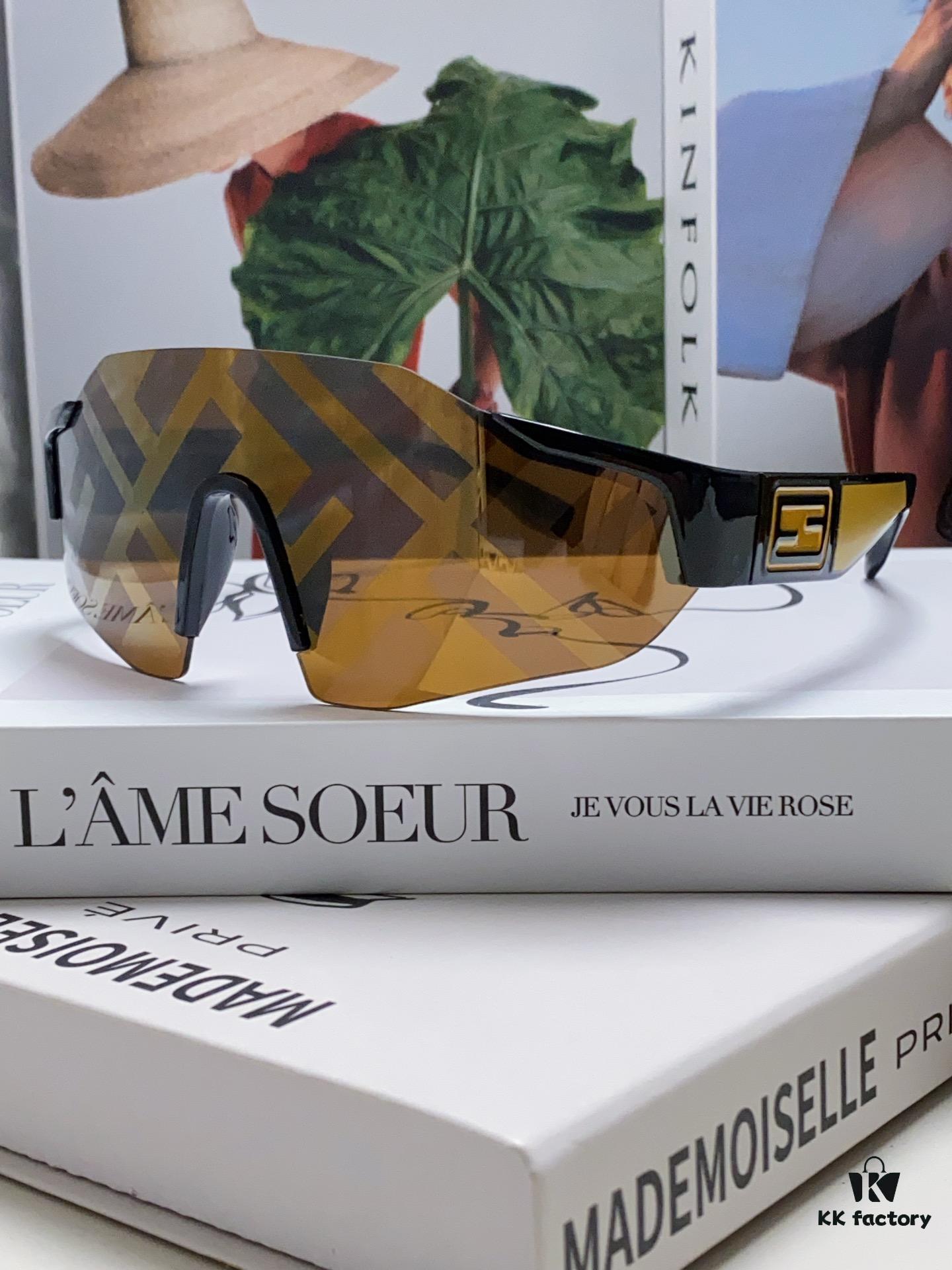 Fendi Running Glasses for Cycling and Marathon Sports, Unisex Outdoor Windproof Sunglasses with Oversized Frame