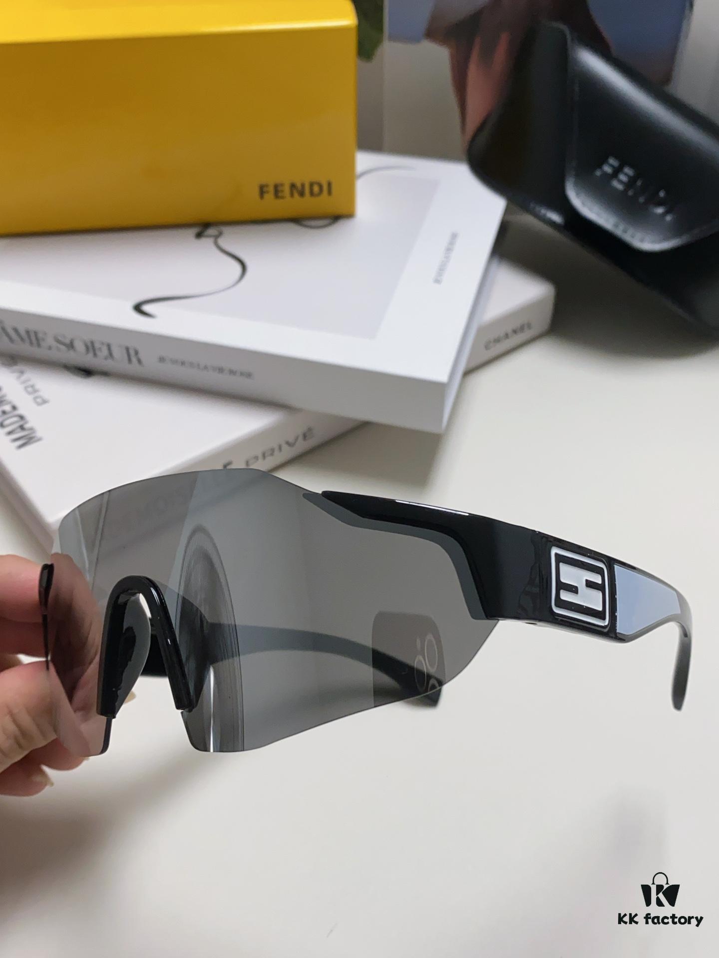 Fendi Running Glasses for Cycling and Marathon Sports, Unisex Outdoor Windproof Sunglasses with Large Frame
