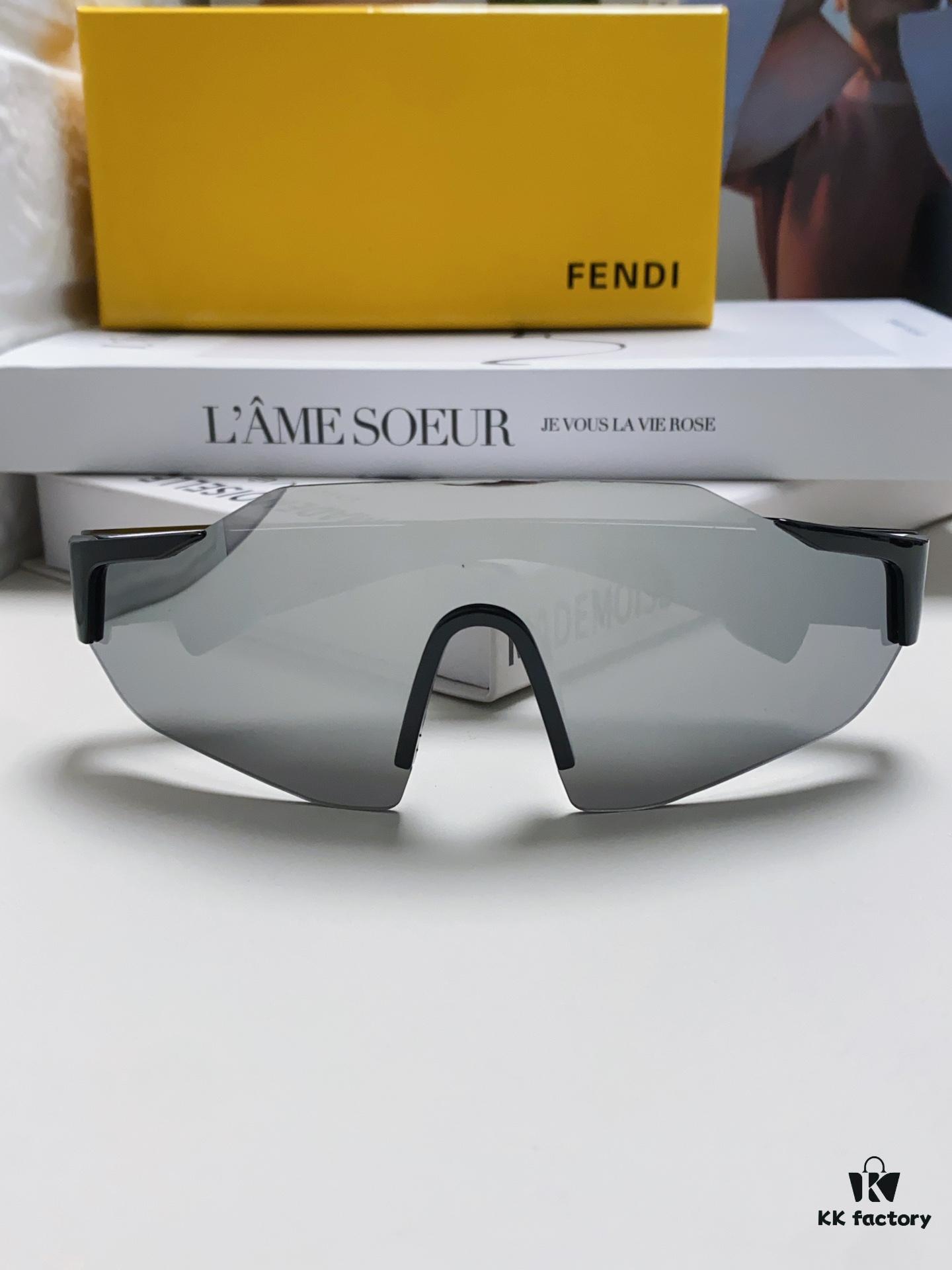 Fendi Running Glasses for Cycling and Marathon Sports, Unisex Outdoor Windproof Sunglasses with Large Frame
