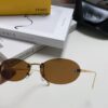 Fendi 2024 New Arrival Metal Frameless Oval Sunglasses for Women, Fashionable and Stylish Unisex UV-Protective Shades