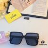 Fendi-Inspired Stylish Square Oversized Sunglasses for Women, Ultra-Black Large Frame Sunglasses that Slim the Face, Fashionable Street Snap Shades with Instagram Influencer Aesthetic