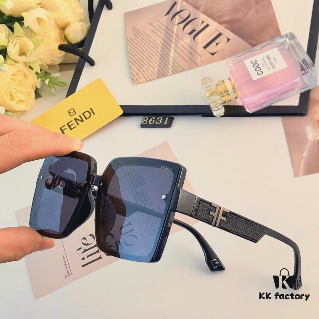 Fendi 2024 New Arrival F Logo Fashion Sunglasses Retro Trendy Square Frame UV Protection Slimming Sunglasses Ins Style