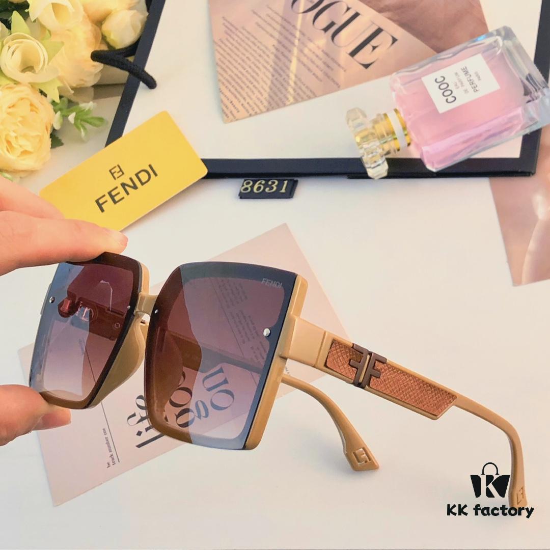 Fendi 2024 New Arrival F Logo Fashion Sunglasses Retro Trendy Square Frame UV Protection Slimming Sunglasses Ins Style