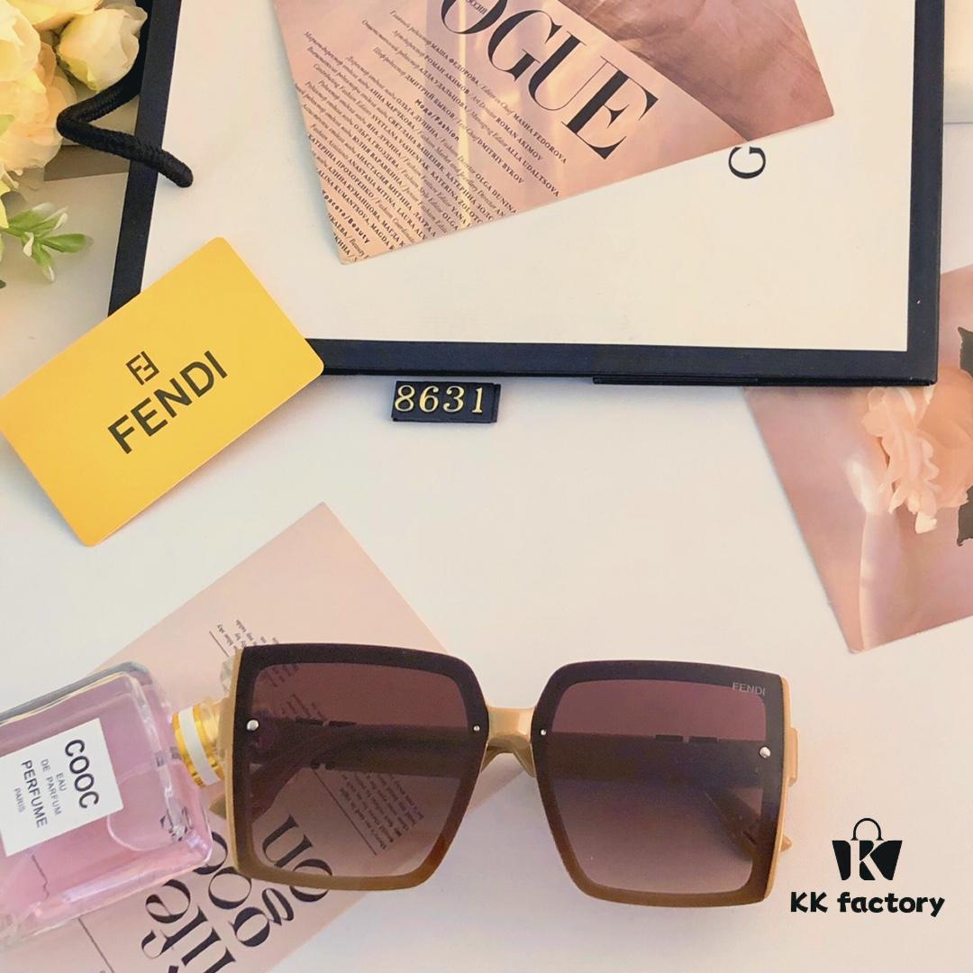 Fendi 2024 New Arrival F Logo Fashion Sunglasses Retro Trendy Square Frame UV Protection Slimming Sunglasses Ins Style