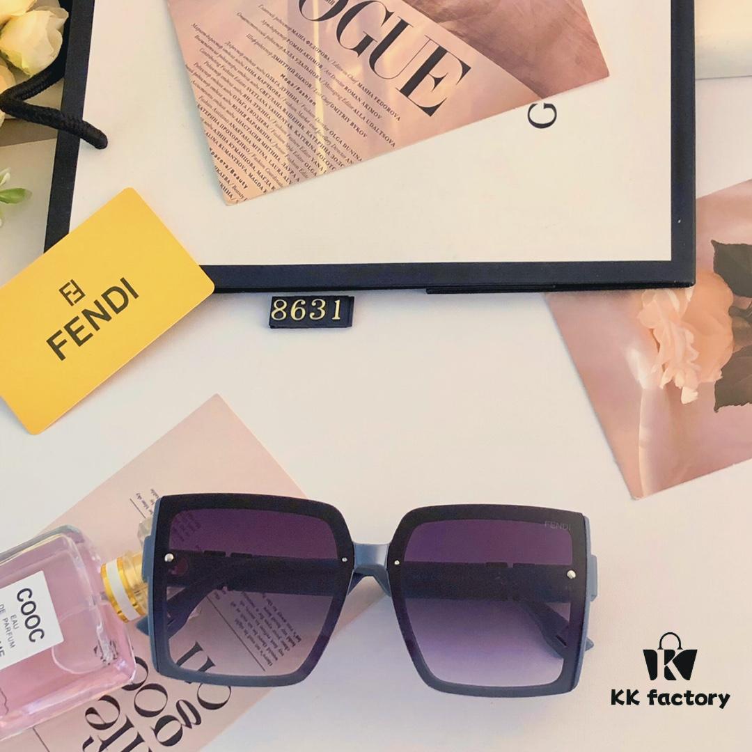 Fendi 2024 New Arrival F Logo Fashion Sunglasses Retro Trendy Square Frame UV Protection Slimming Sunglasses Ins Style