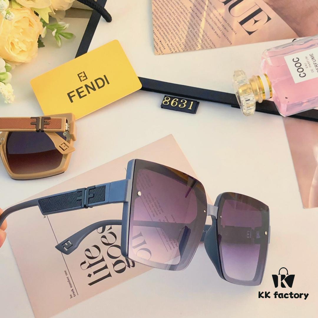 Fendi 2024 New Arrival F Logo Fashion Sunglasses Retro Trendy Square Frame UV Protection Slimming Sunglasses Ins Style