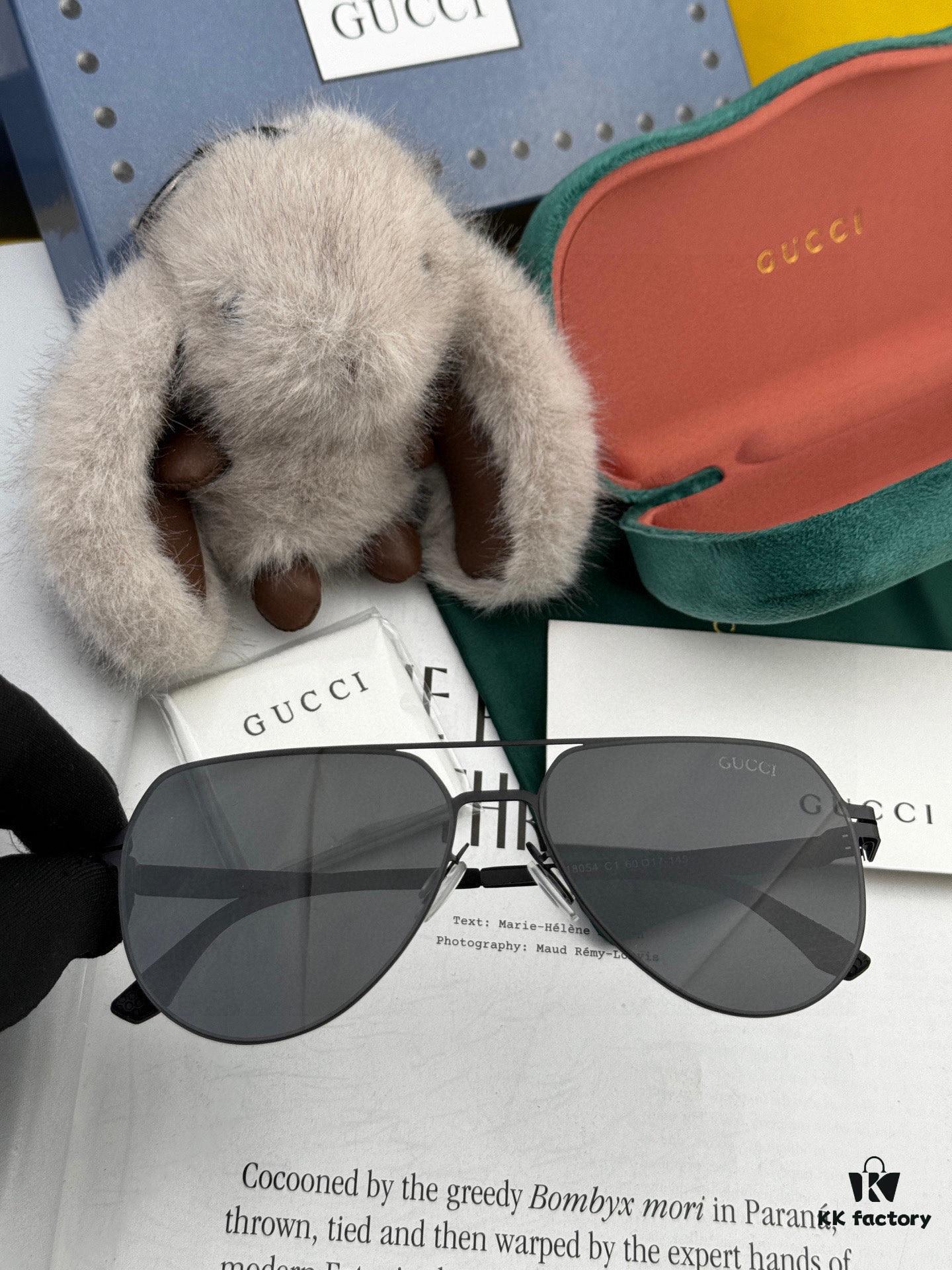 GUCCI 2025 New Unisex Polygonal Sunglasses G41805, Electroplated Finish, Non-Fading, Ultra-Lightweight and Highly Elastic Frame, Screw-Free Design, Unbreakable, HD Nylon Lenses, Premium Craftsmanship, Original Materials, Stylish and Versatile for Casual Wear